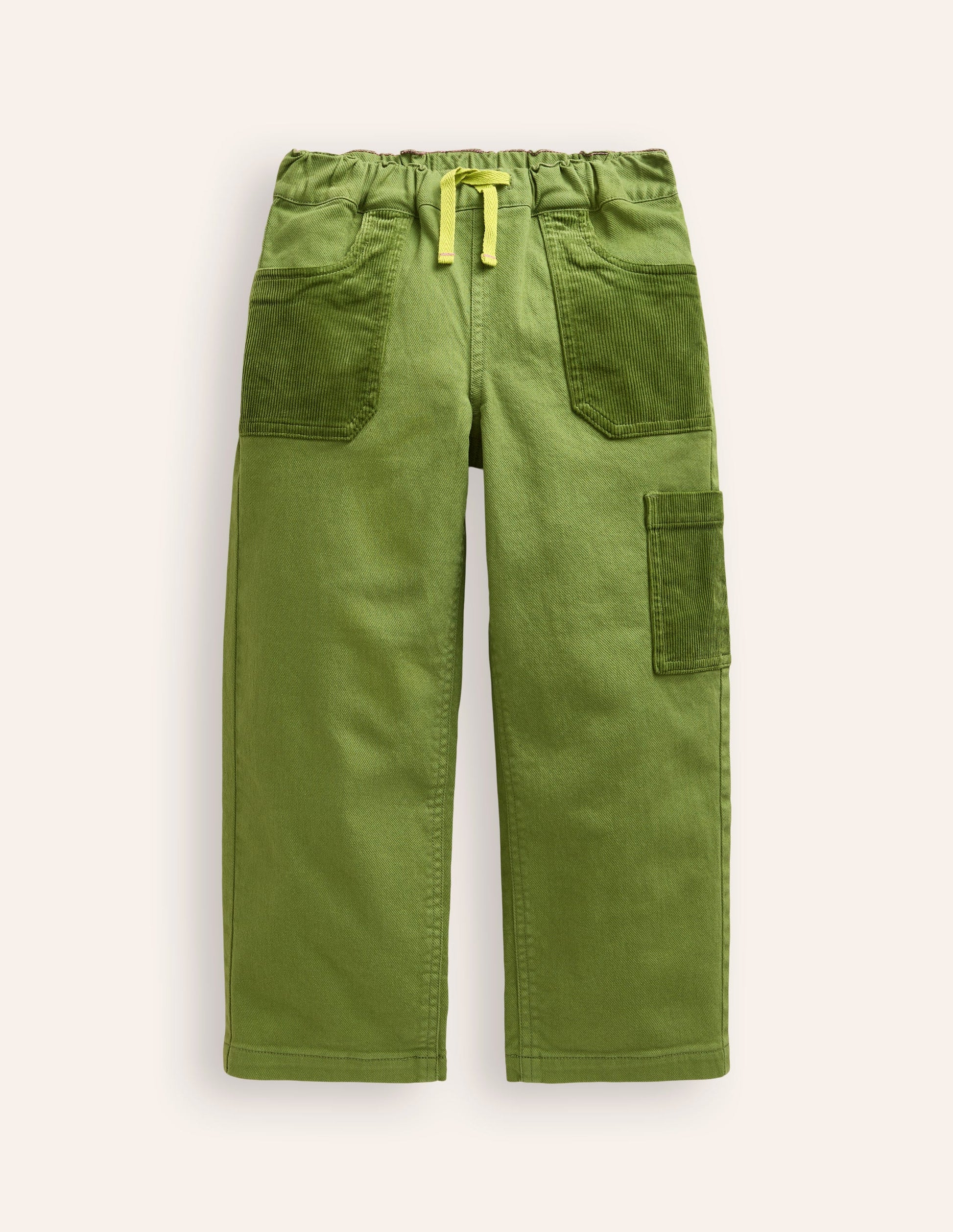 Cord Pocket Pull On Trousers-Kale Green-1