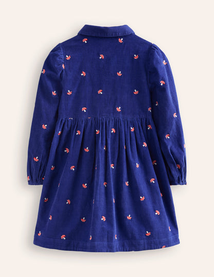 Aubrey Puff Sleeve Shirt Dress-Sapphire Toadstool Embroidery-2