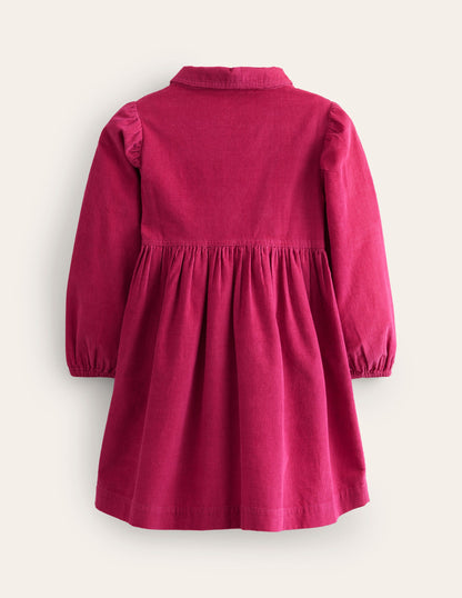 Aubrey Puff Sleeve Shirt Dress-Cherry Jam-2