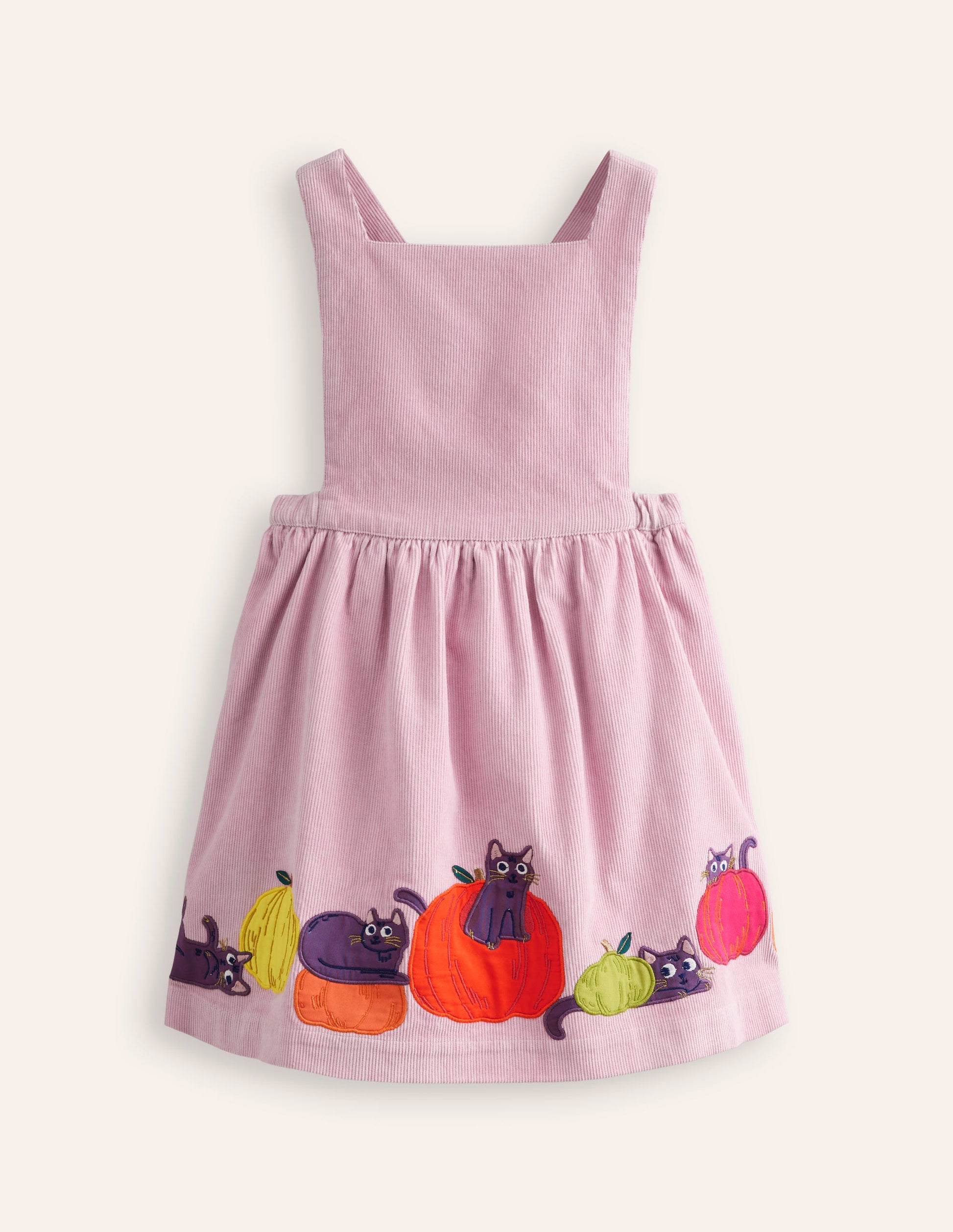 Lucilla Pinafore Dress-Mauve Mist Pumpkin Cats-1