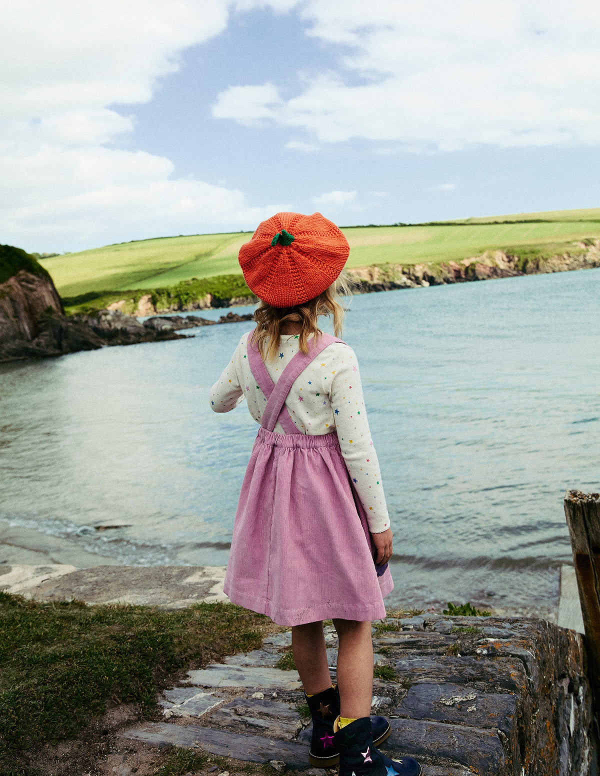 Lucilla Pinafore Dress-Mauve Mist Pumpkin Cats - Image 4