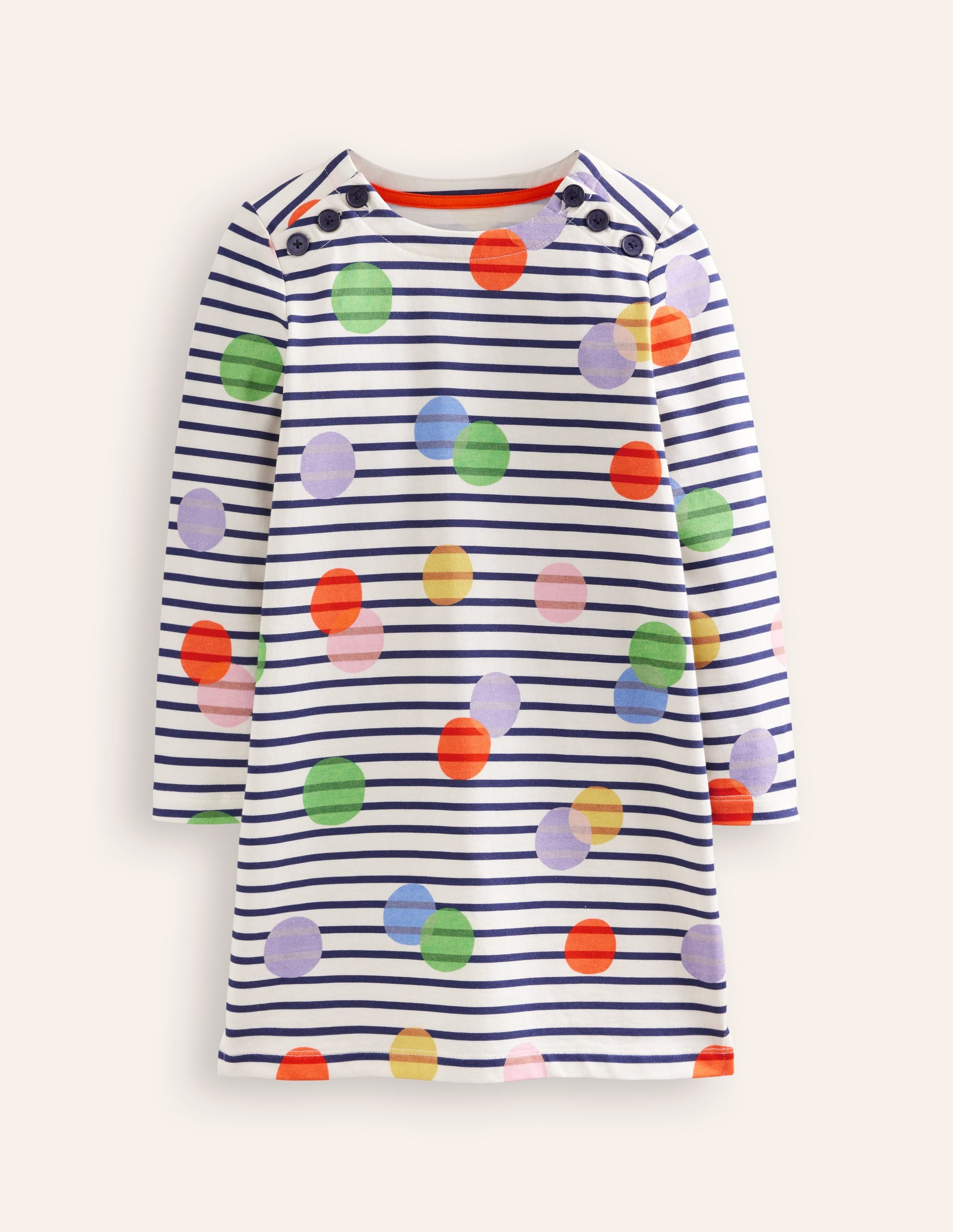 Fun Breton Dress-Multi Spot Stripe - Image 1