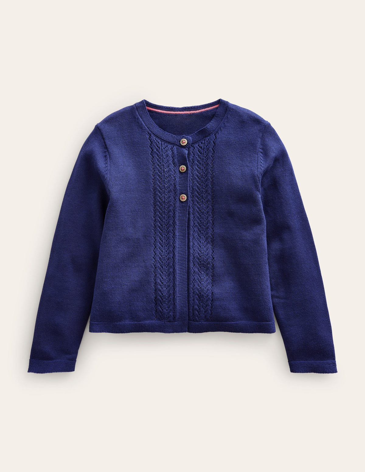 Pointelle Cotton Cardigan-College Navy - Image 1
