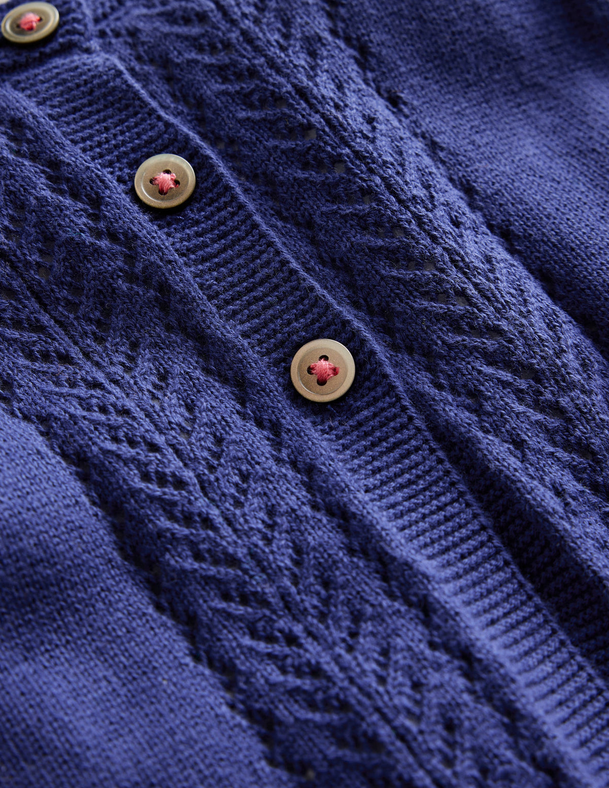 Pointelle Cotton Cardigan-College Navy-3