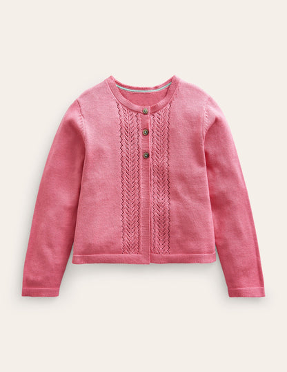Pointelle Cotton Cardigan-Formica Pink-1