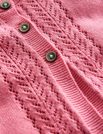 Pointelle Cotton Cardigan-Formica Pink-3