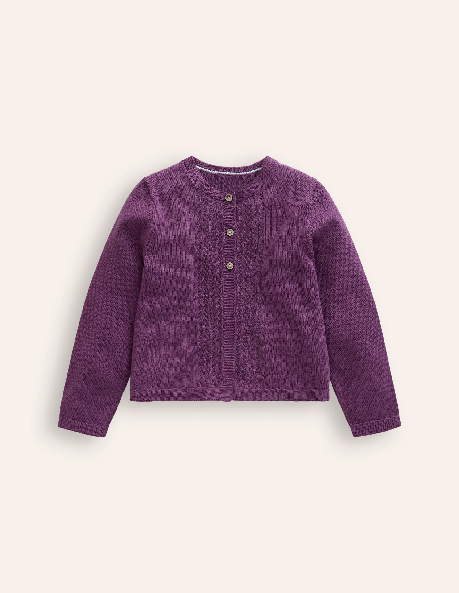 Pointelle Cotton Cardigan-Purple Berry Smoothie-1