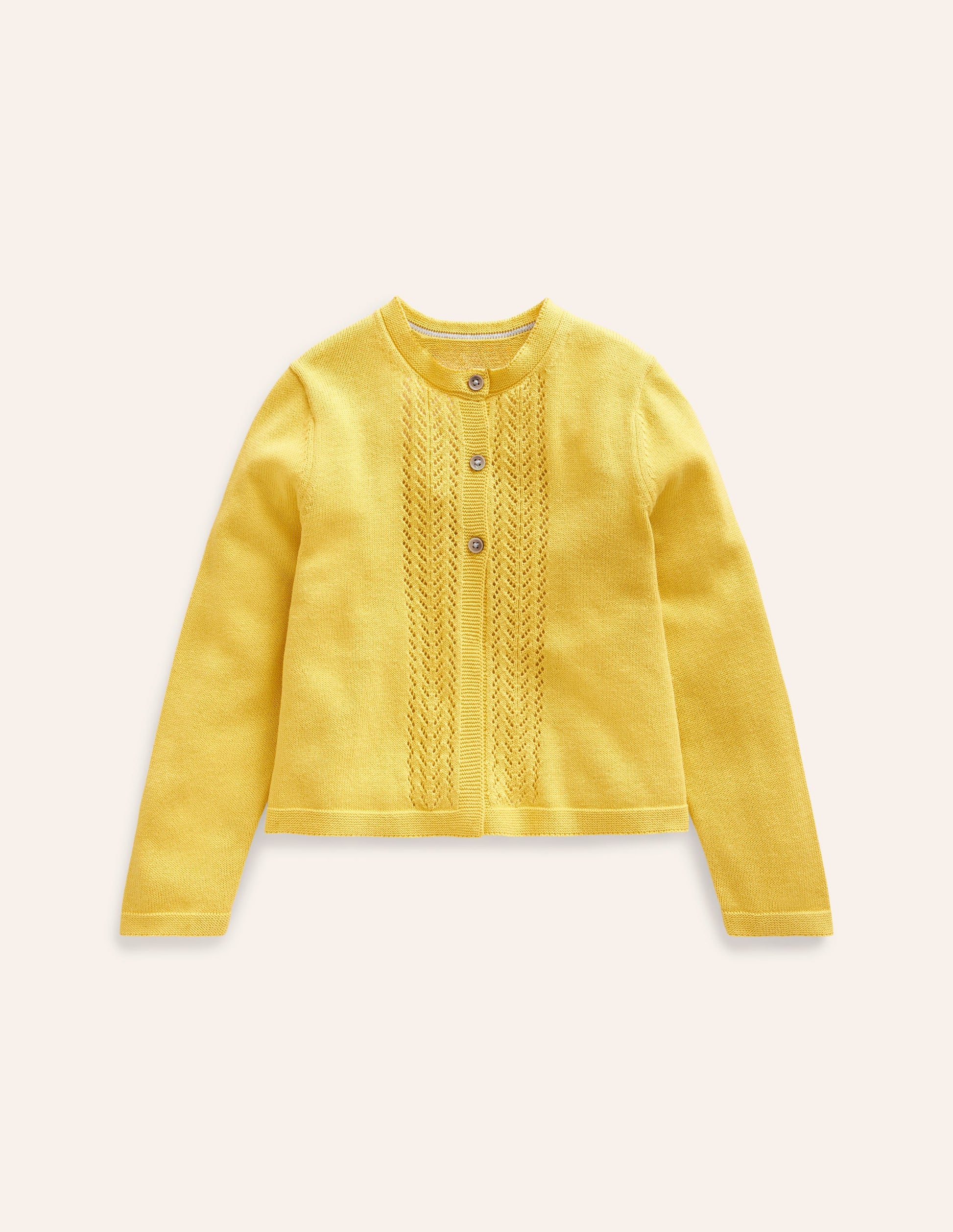 Pointelle Cotton Cardigan-Honey Yellow-3