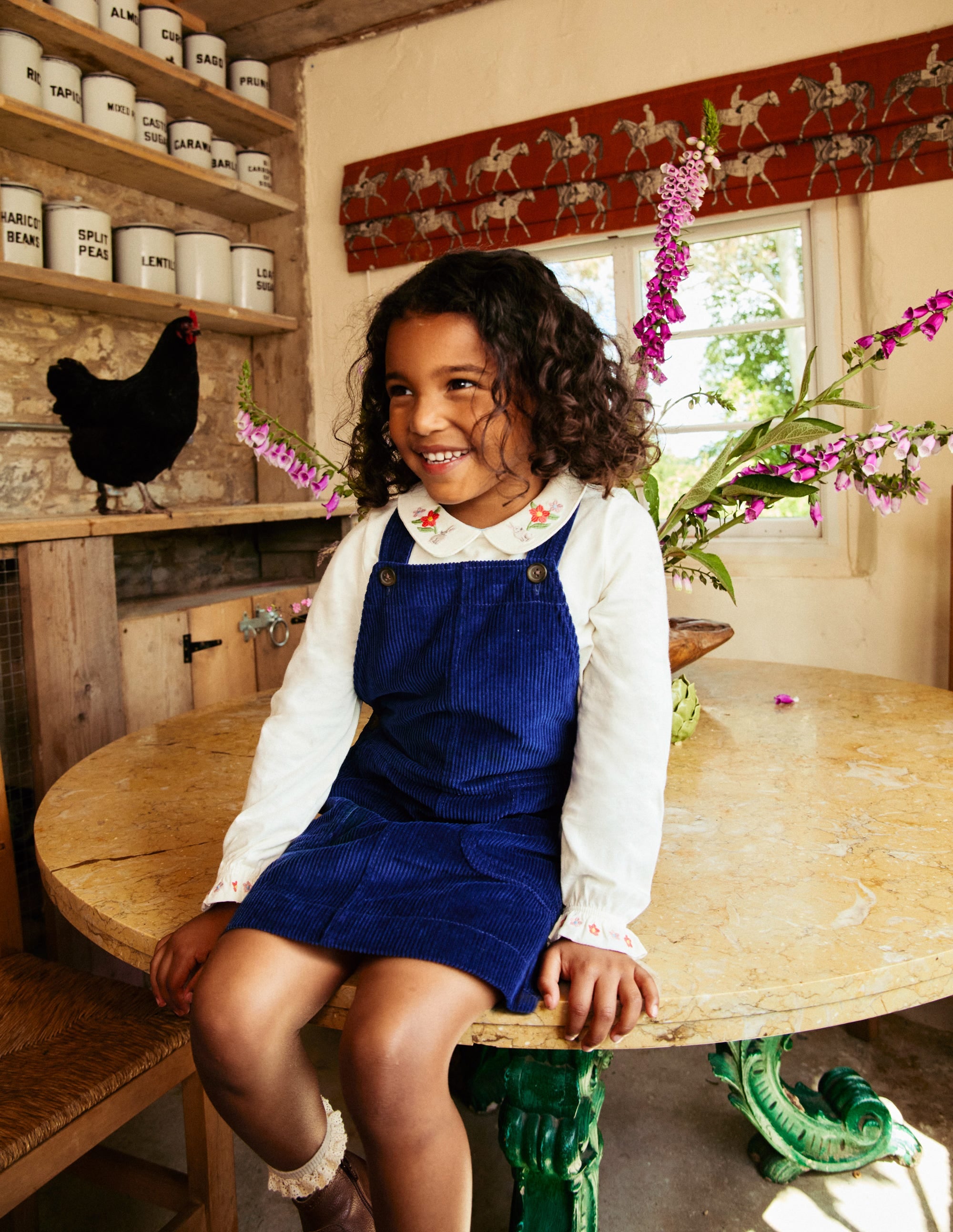 Dungaree Dress-College Navy Cord - Image 4