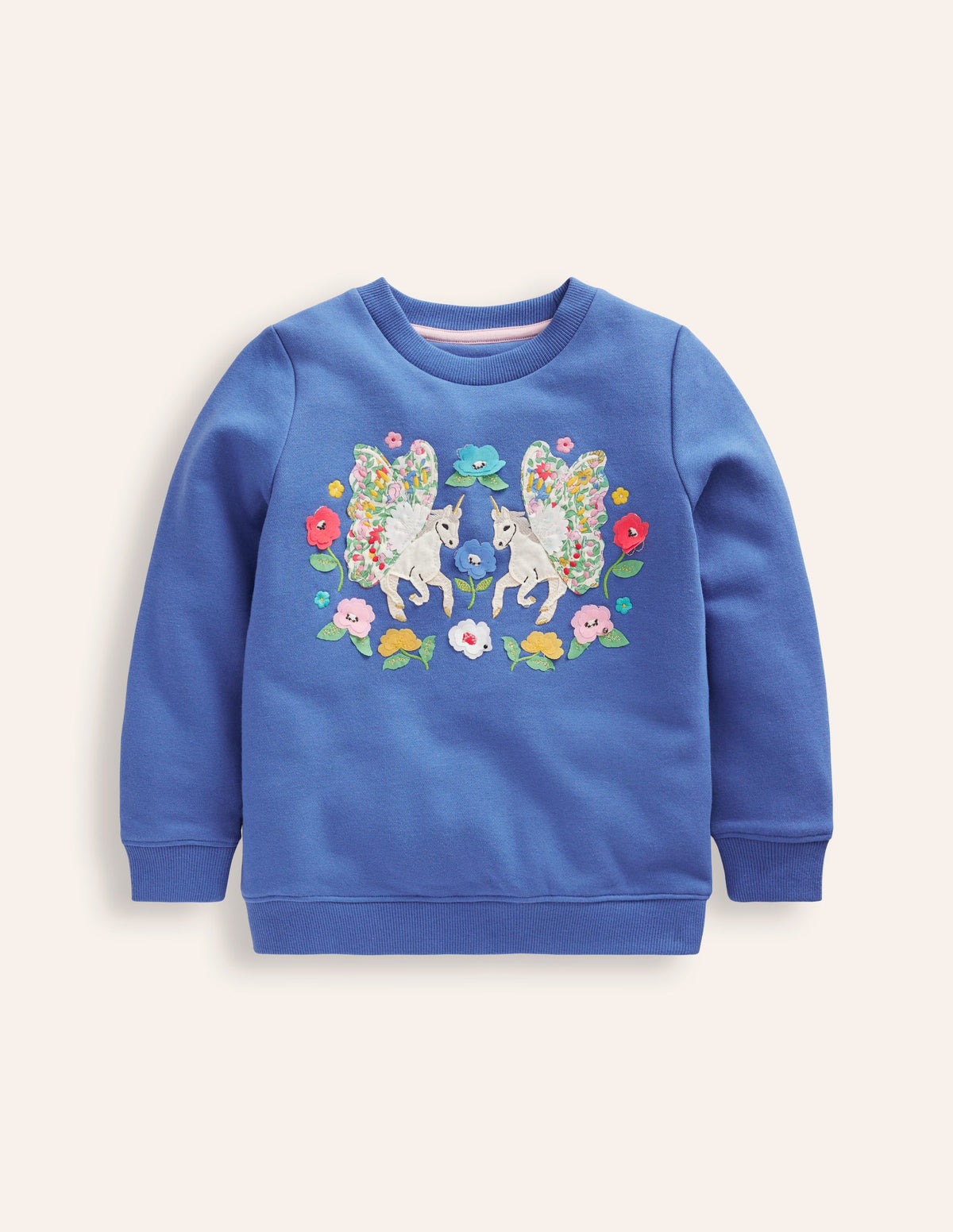 Appliqué Sweatshirt-Bluejay Blue Unicorn - Image 1