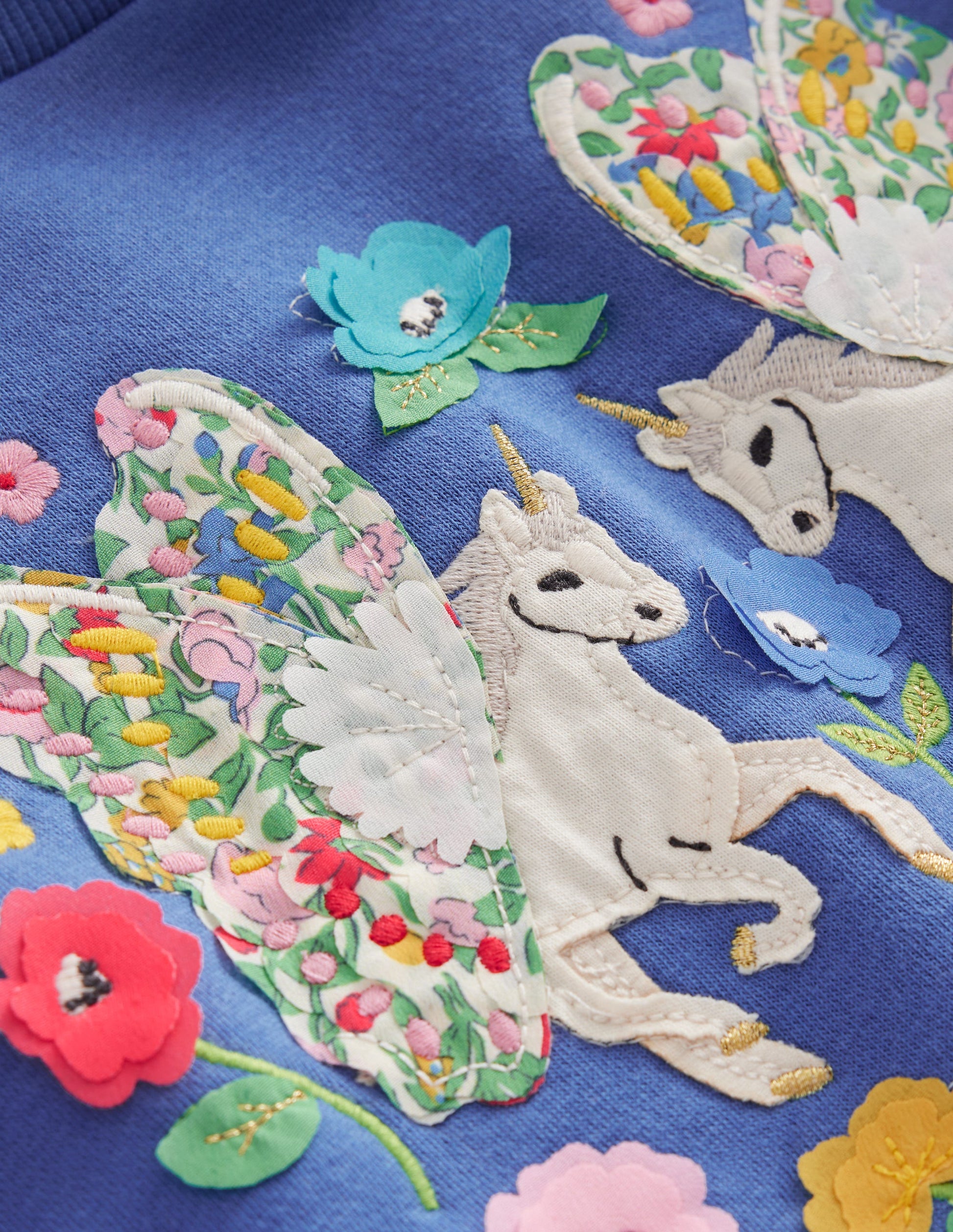 Appliqué Sweatshirt-Bluejay Blue Unicorn-3
