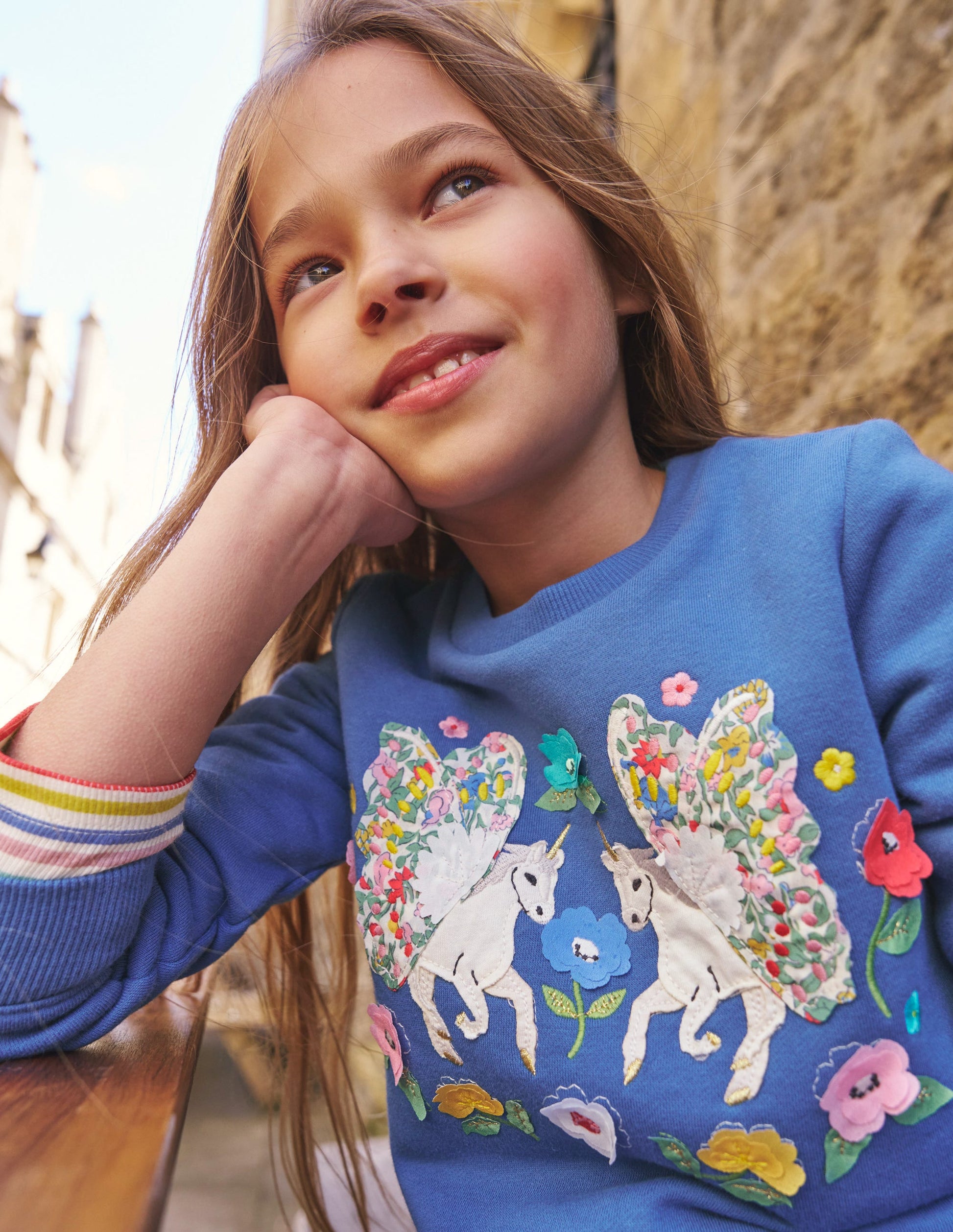 Appliqué Sweatshirt-Bluejay Blue Unicorn-4