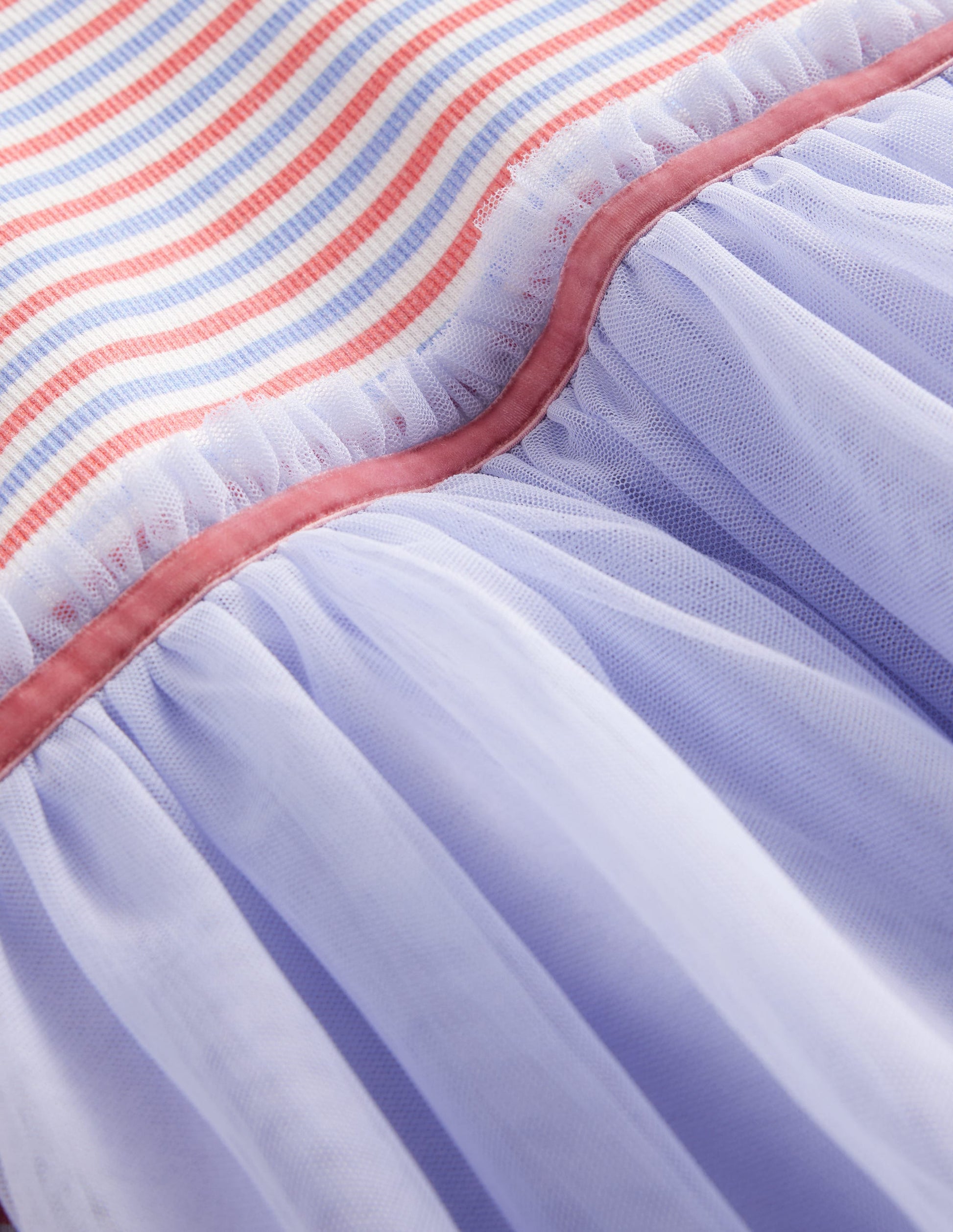 Rib Jersey Tulle Dress-Etoile Blue Multi-3