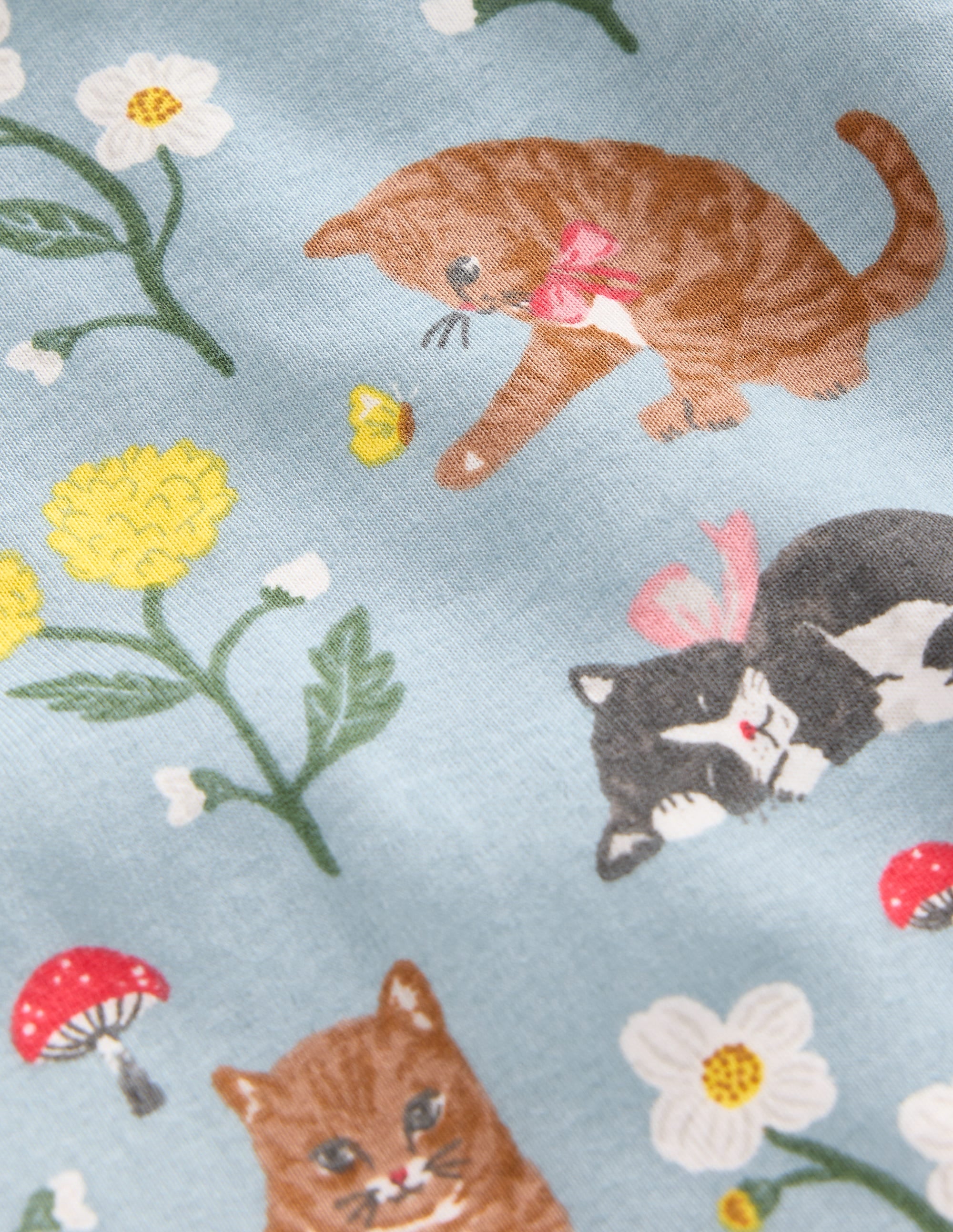Snug Long John Pyjamas-Turquoise Cats - Image 3