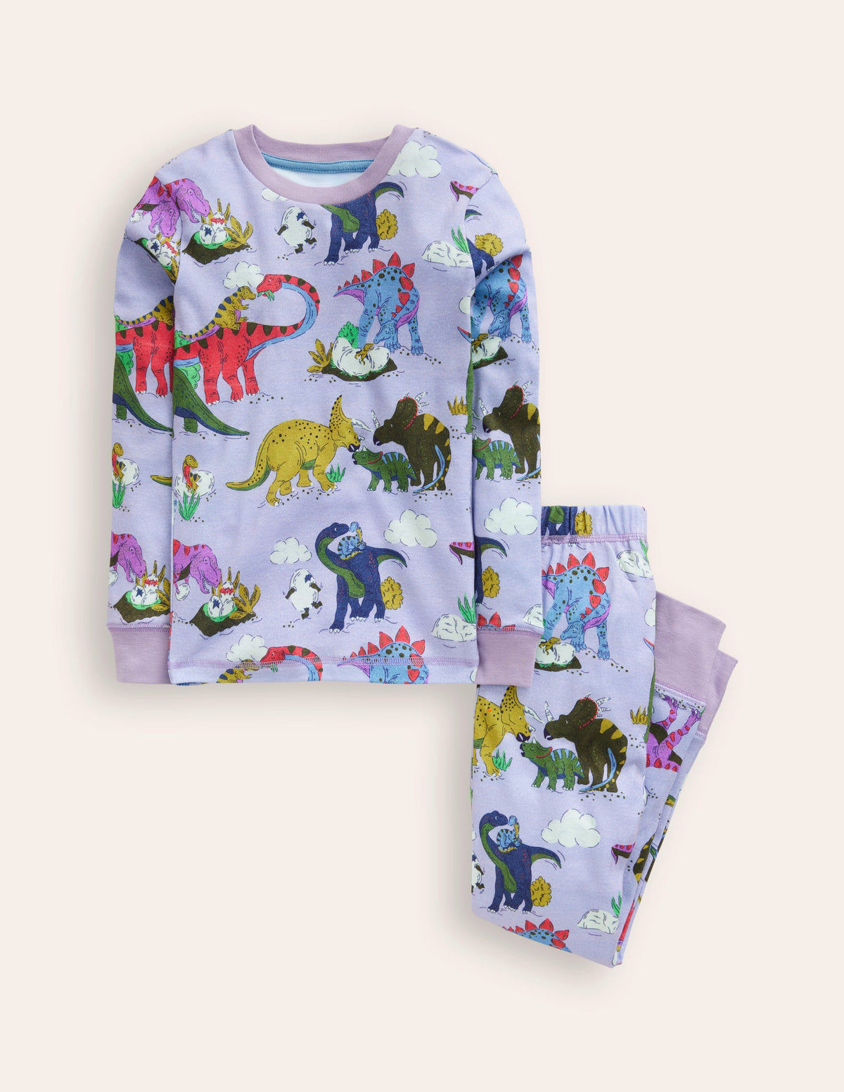 Snug Long John Pyjamas-Lilac Dino Family-1