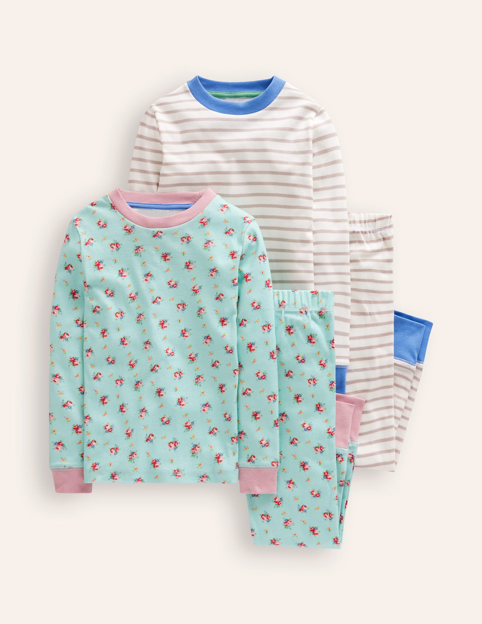 Twin Pack Snug Pyjamas-Spearmint Bouquet-1