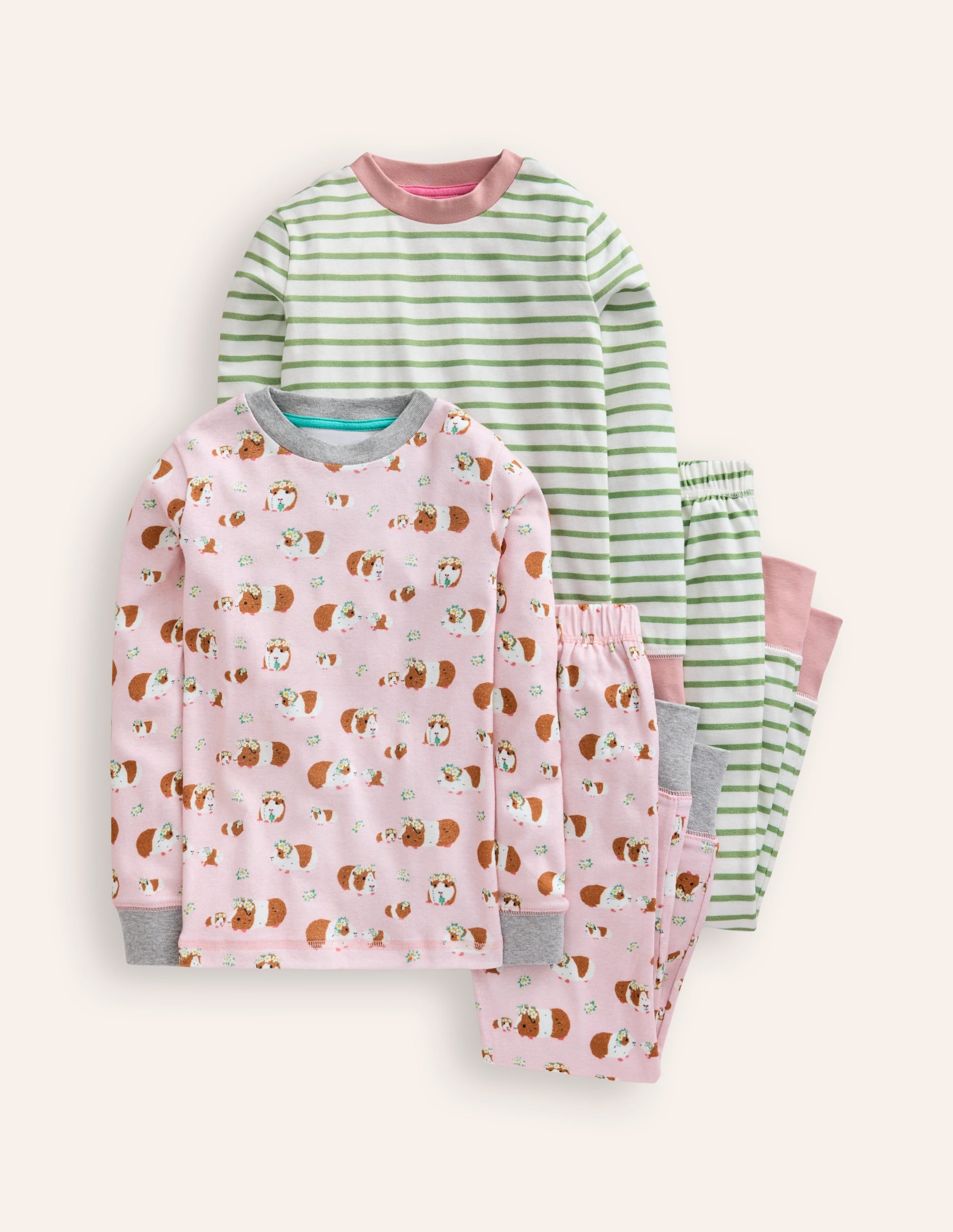 Twin Pack Snug Pyjamas-Ballet Pink Guinea Pigs - Image 1
