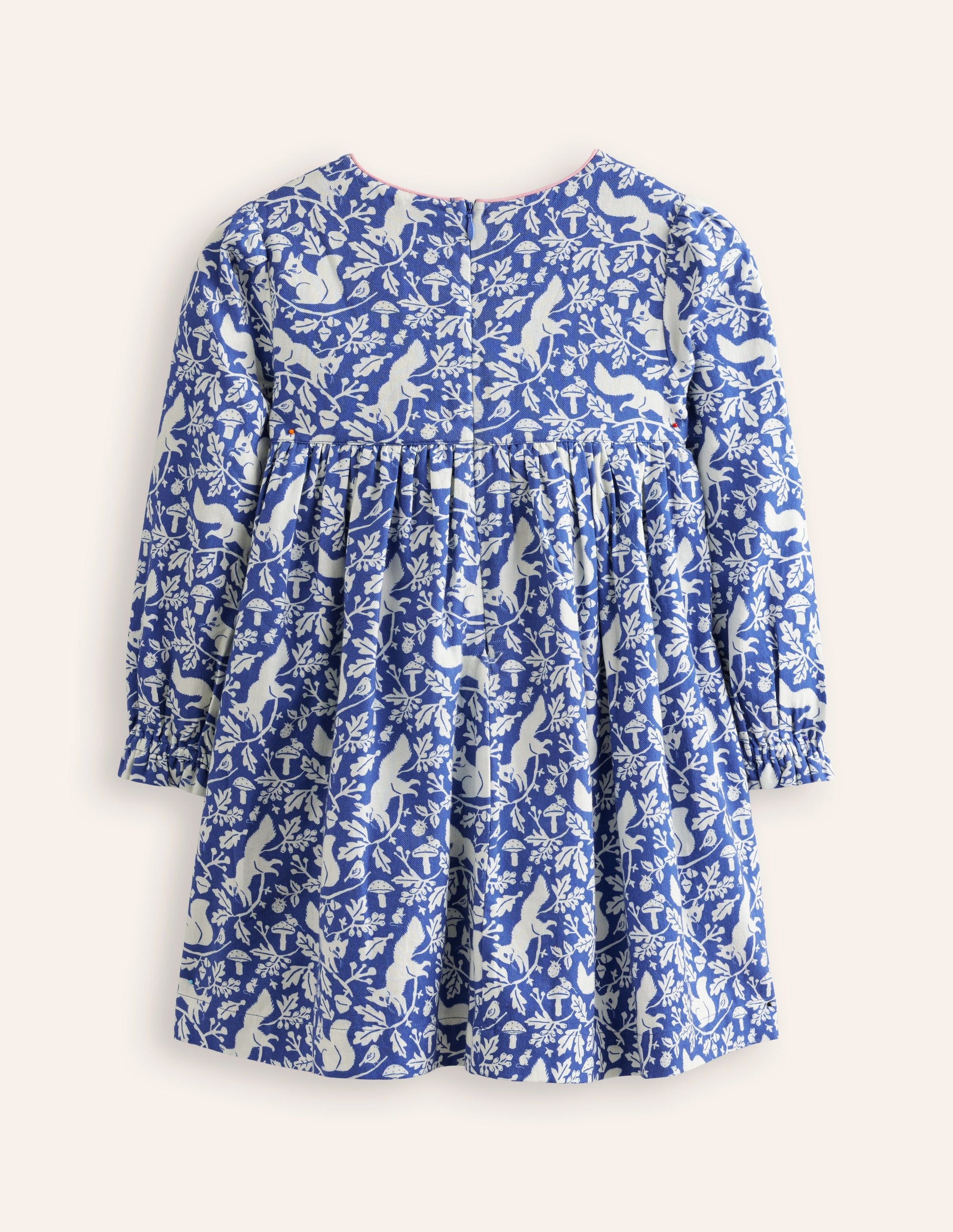 Bess Cosy Smocked Dress-Sapphire Woodland Squirrel-2