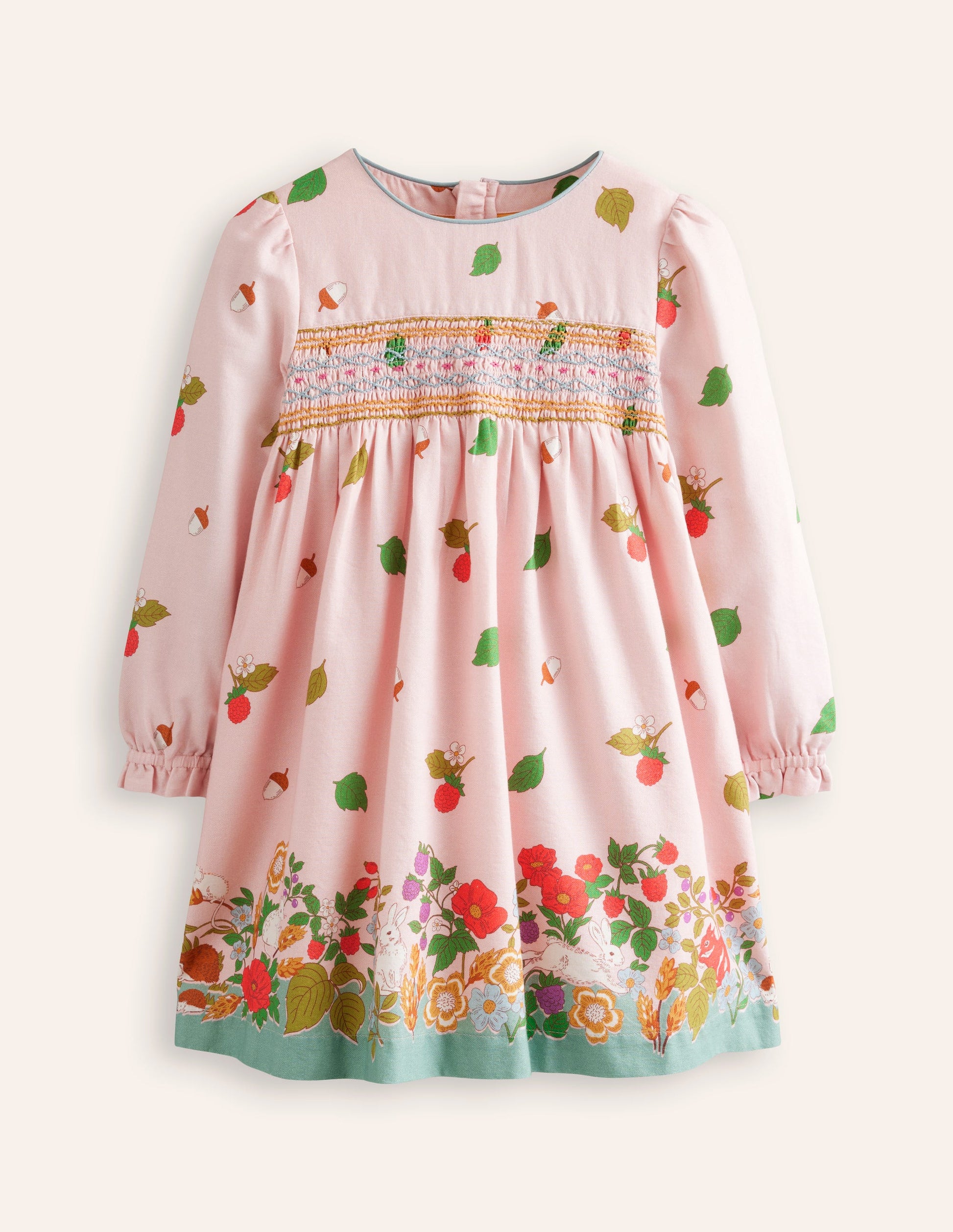 Bess Cosy Smocked Dress-French Pink Autumn Friends-1