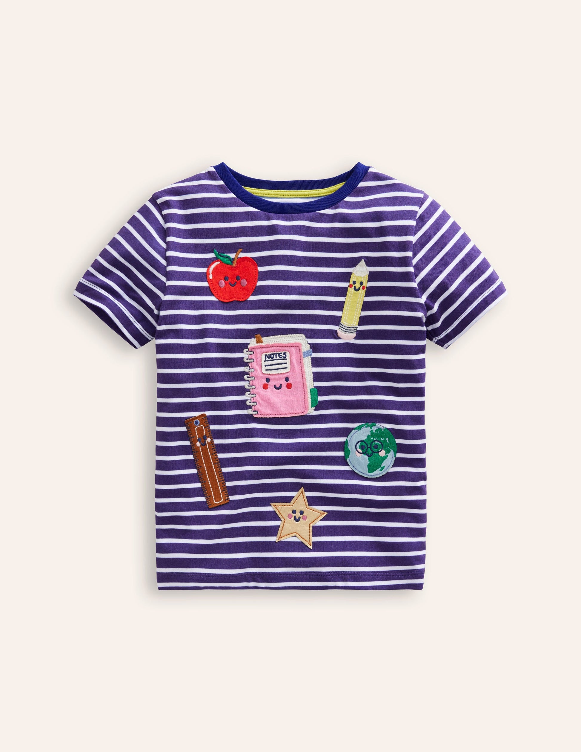 Appliqué T-Shirt-Sapphire/ Ivory Stationary-1