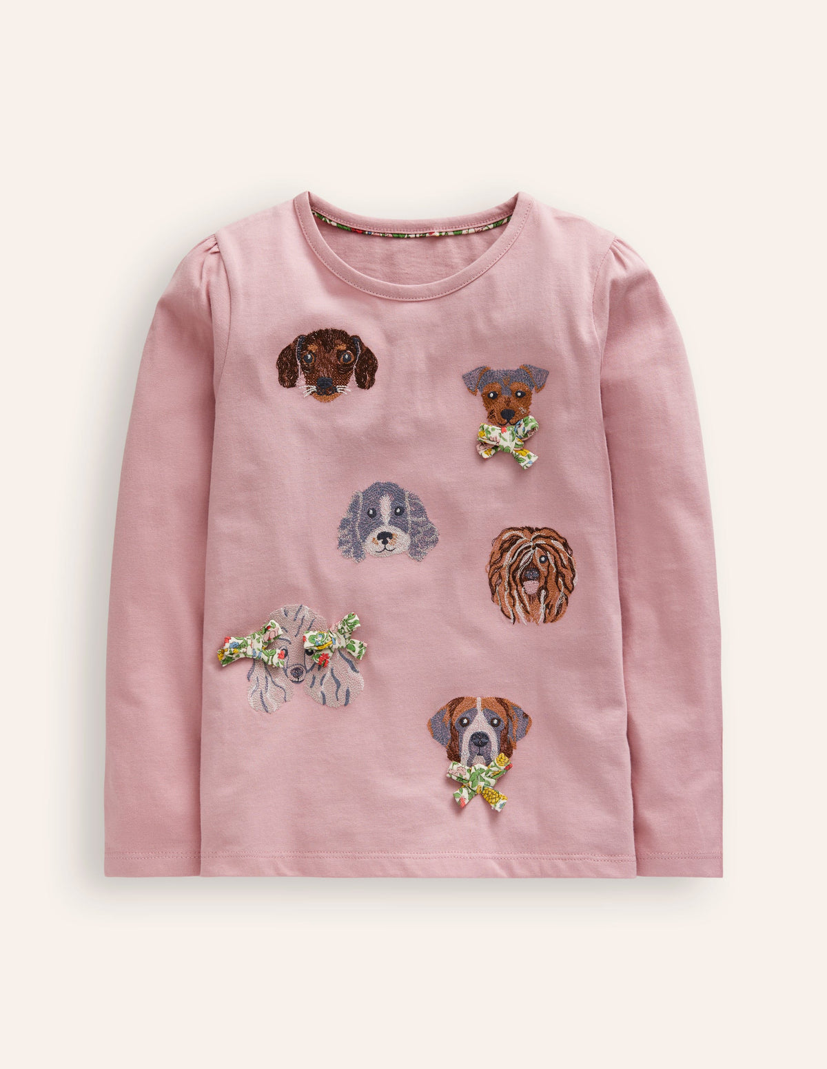 Superstitch Puff Sleeve Top-Vintage Pink Dogs-1