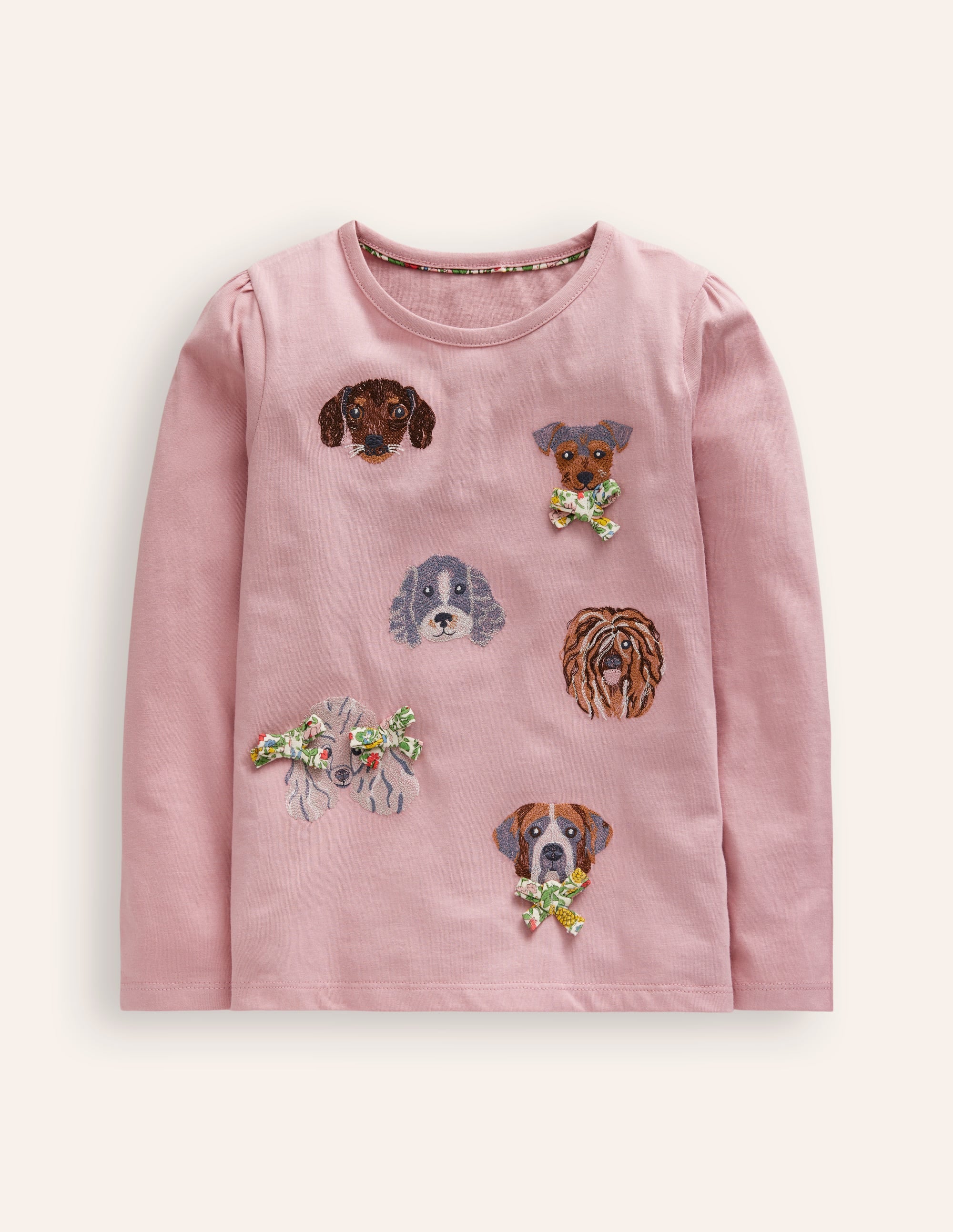 Superstitch Puff Sleeve Top-Vintage Pink Dogs - Image 1