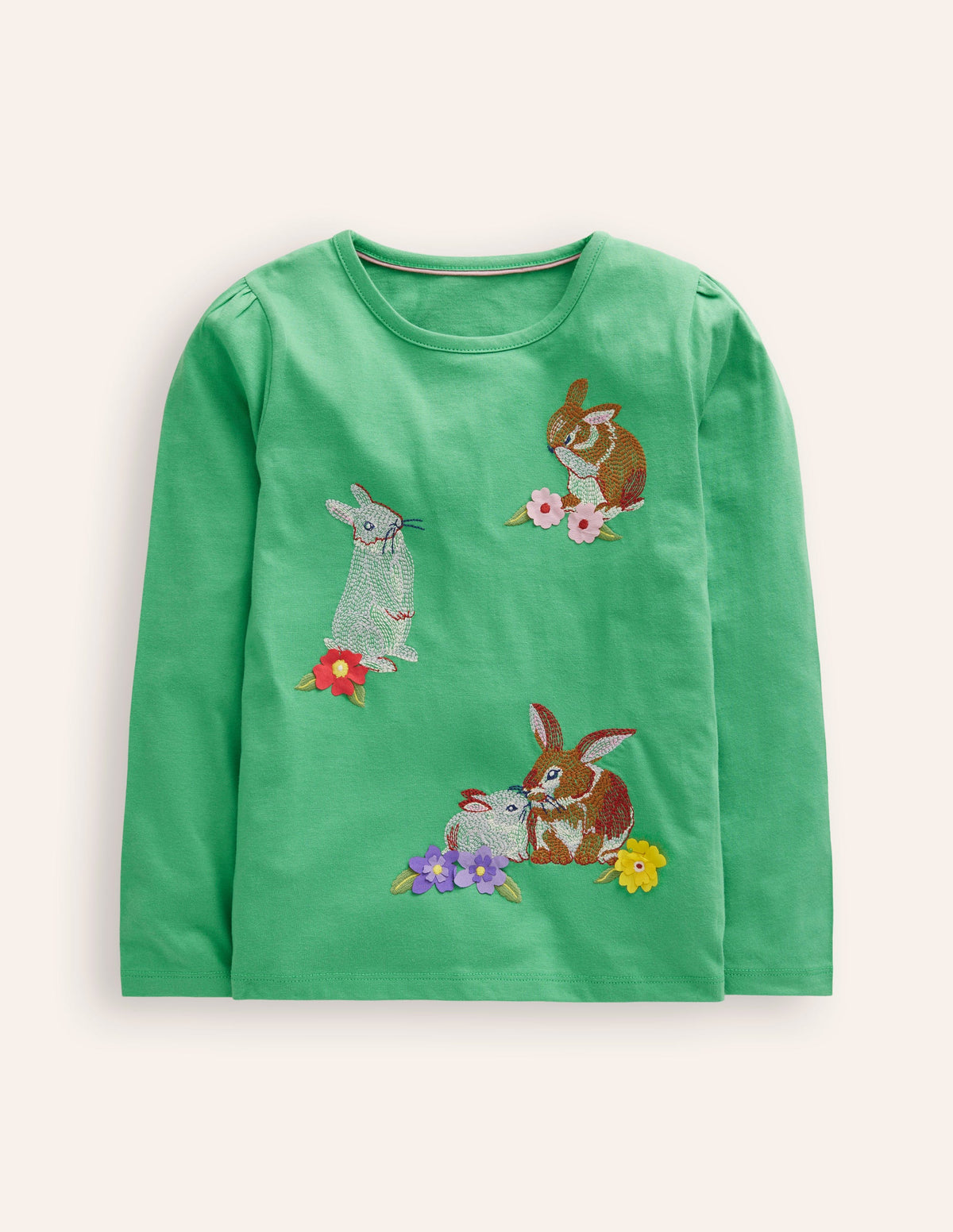 Superstitch Puff Sleeve Top-Jade Bunnies-1