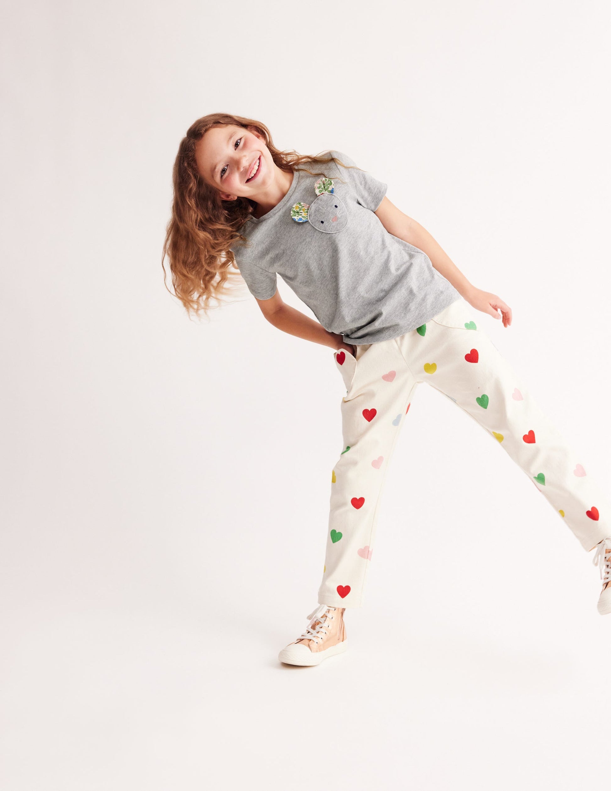 Appliqué Motif T-shirt-Grey Marl-3