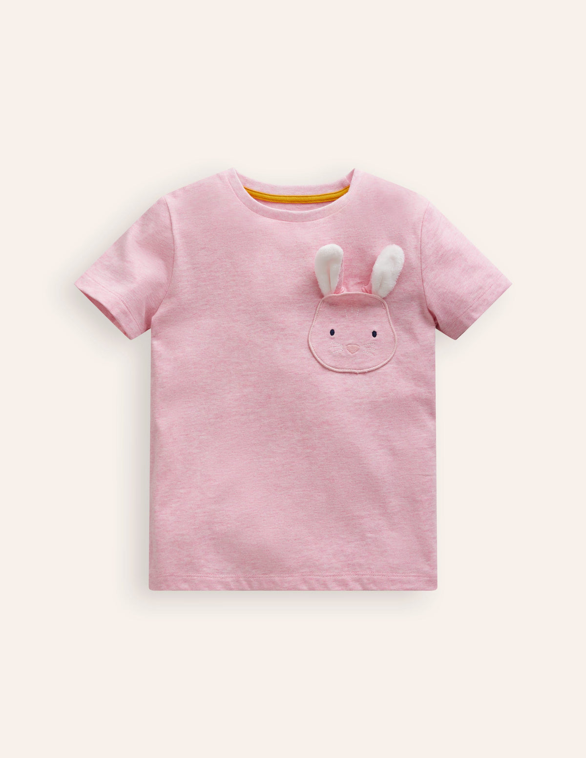 Appliqué Motif T-shirt-Pink Marl - Image 1