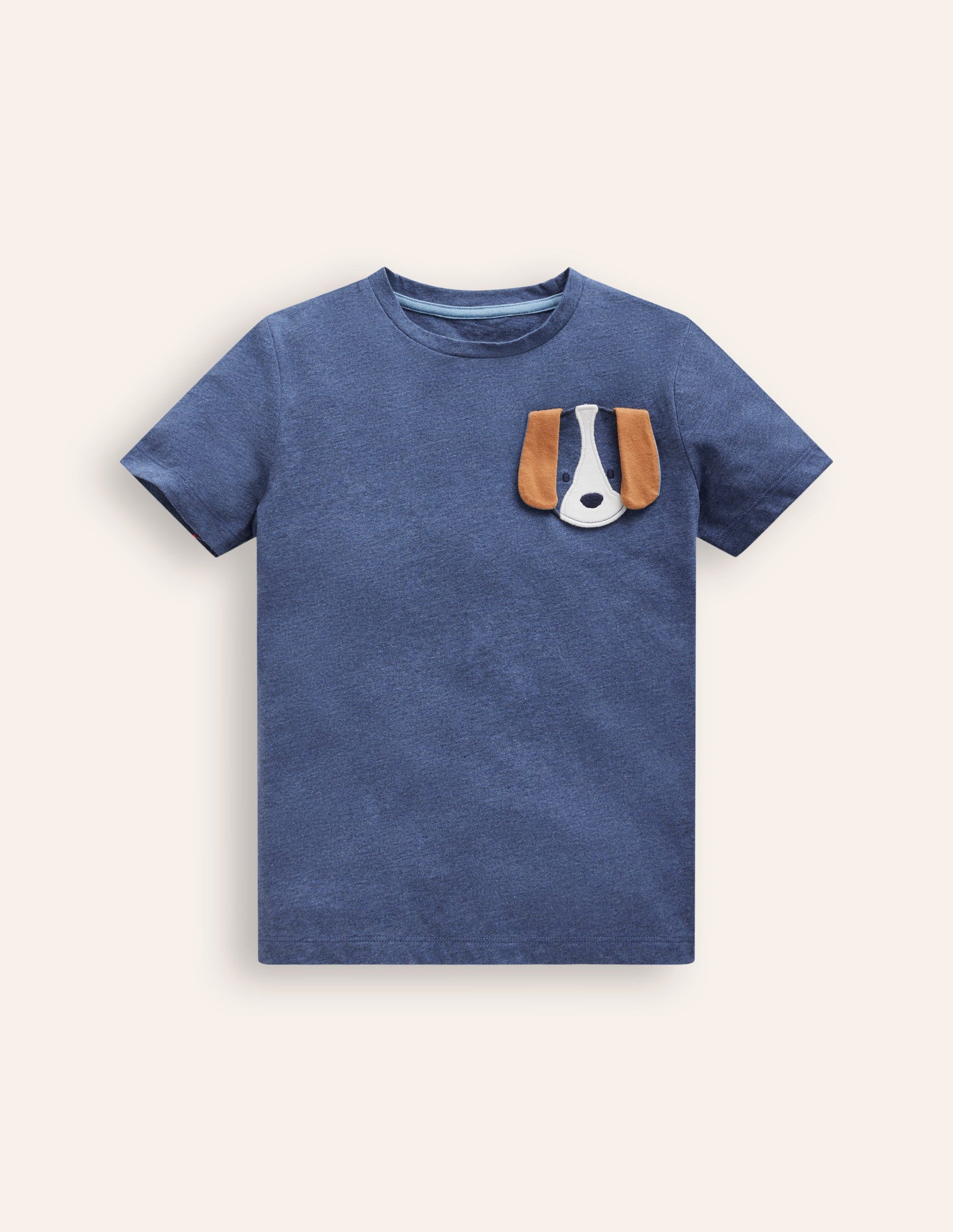 Appliqué Motif T-shirt-Starboard Blue Marl-3