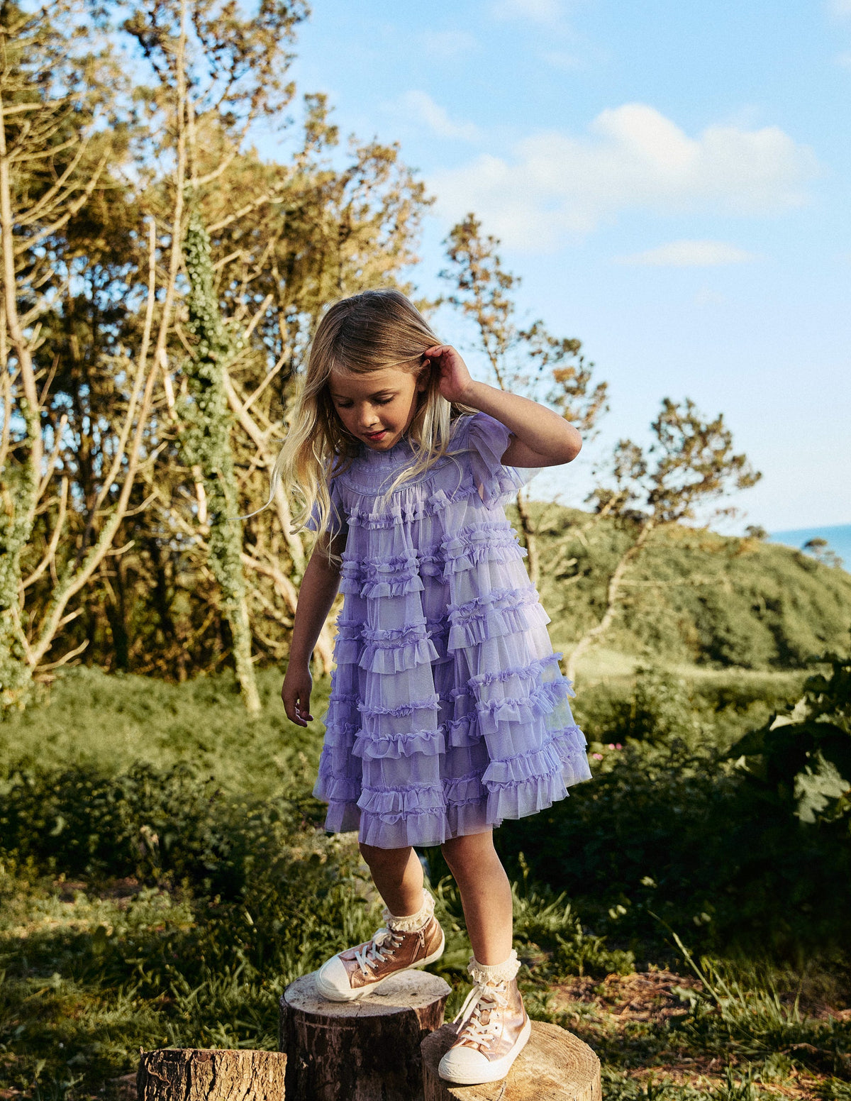 Winnie Tulle Tiered Dress-Misty Lavender-4