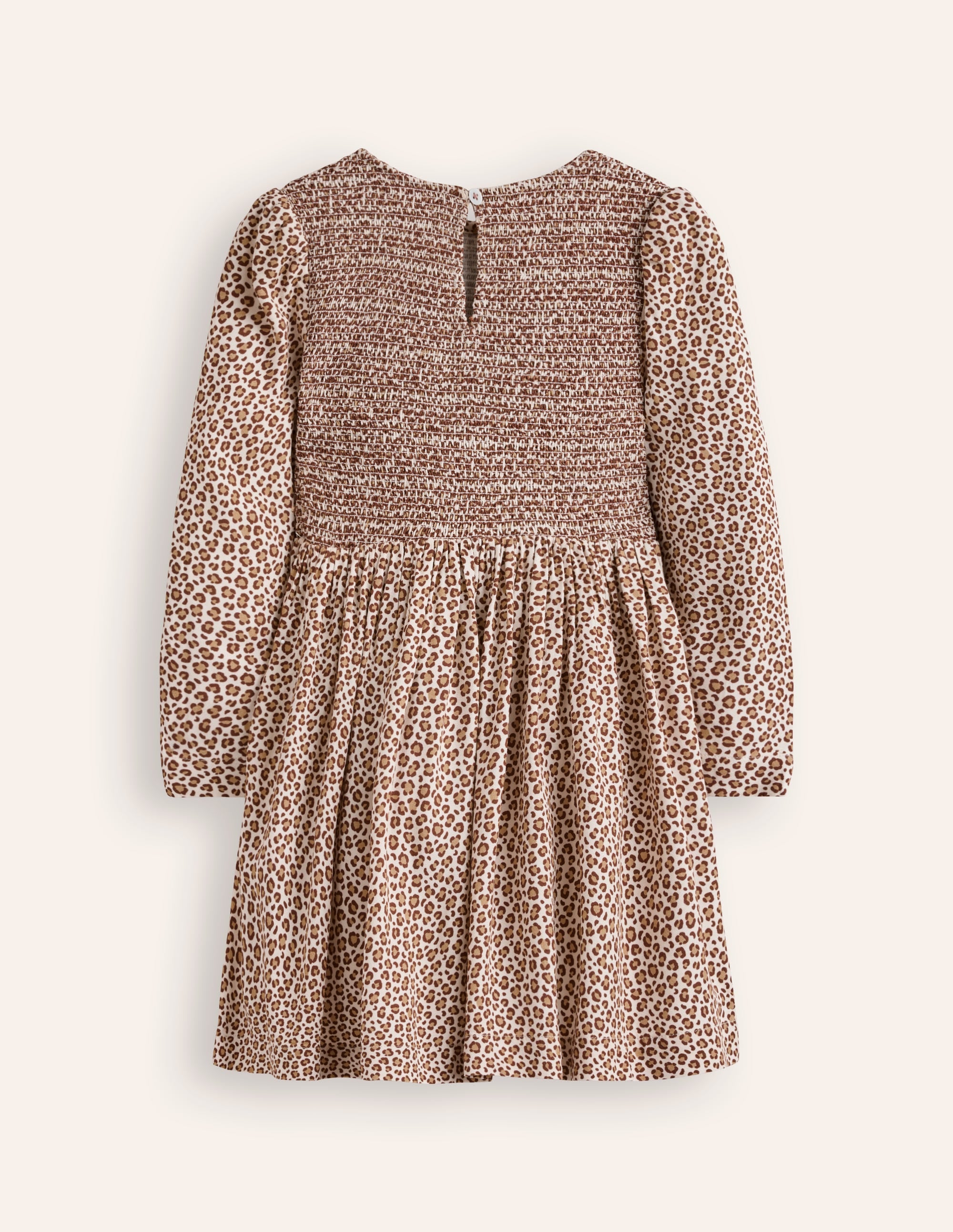 Shirred Bodice Woven Dress-Brown Leopard Print - Image 2