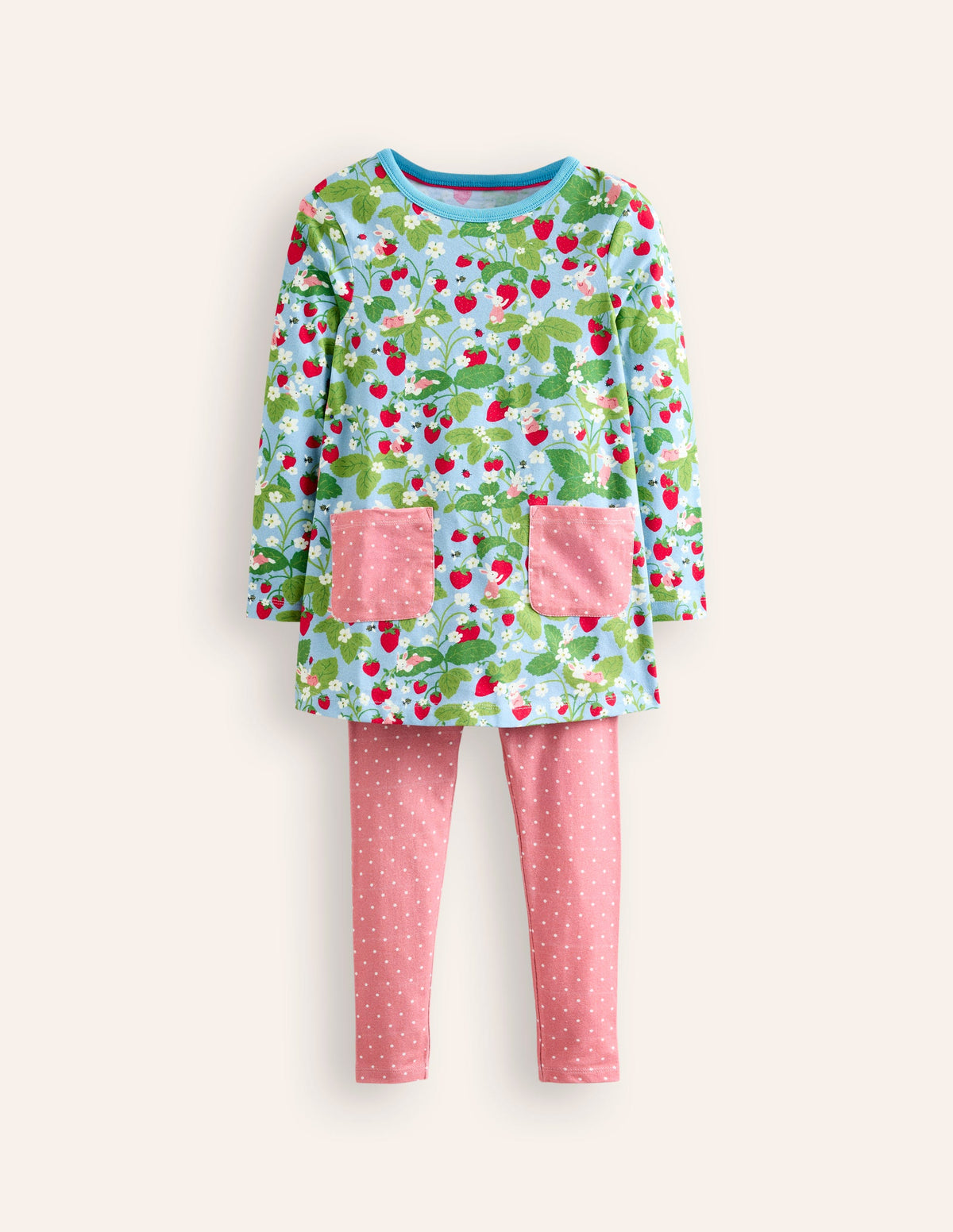 Print Tunic and Leggings Set-Strawberry Field - Image 1