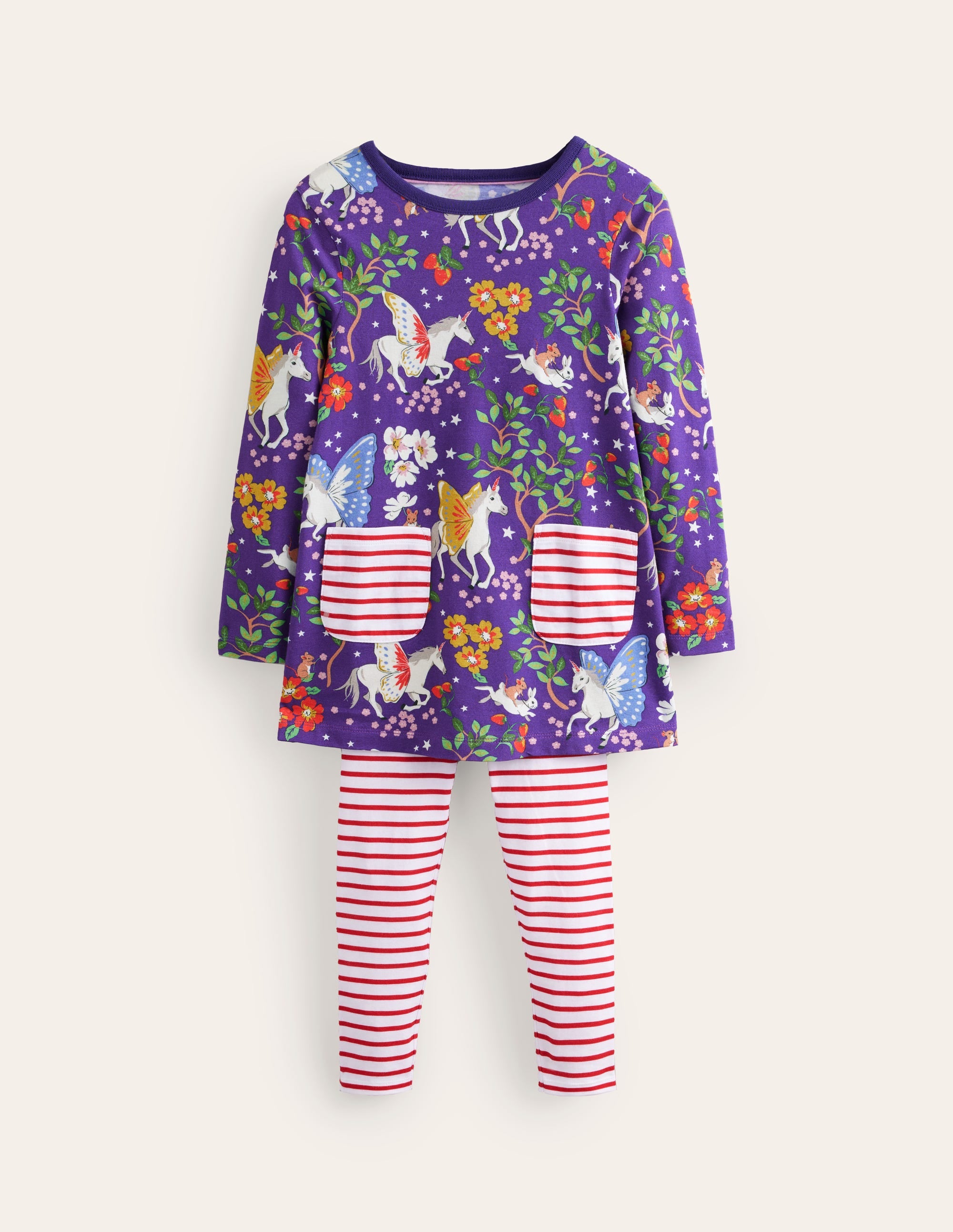 Print Tunic and Leggings Set-Blue Enchanted Unicorn - Image 1