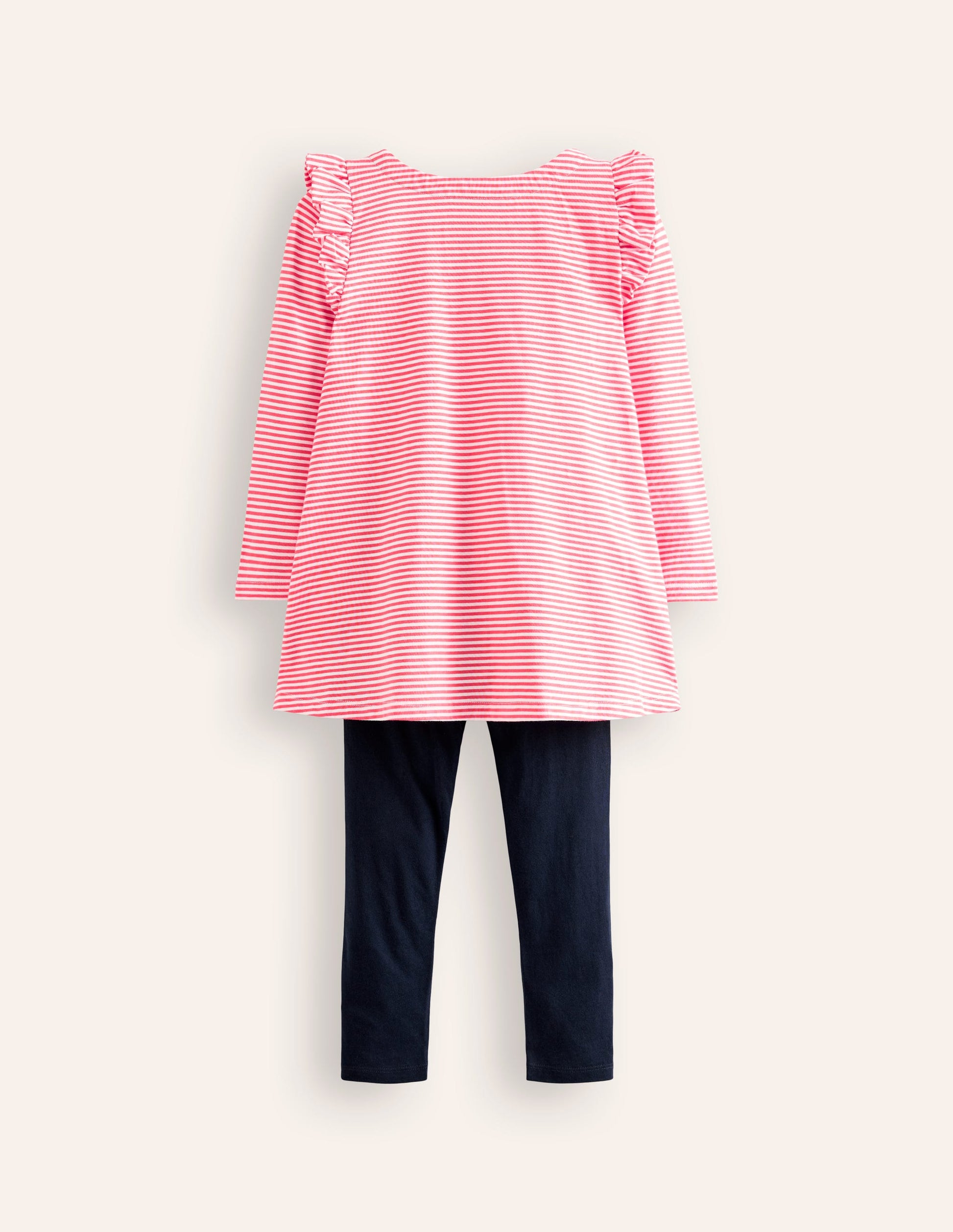 Frill Tunic Leggings Set-Ivory/Poppy Red dogs-2