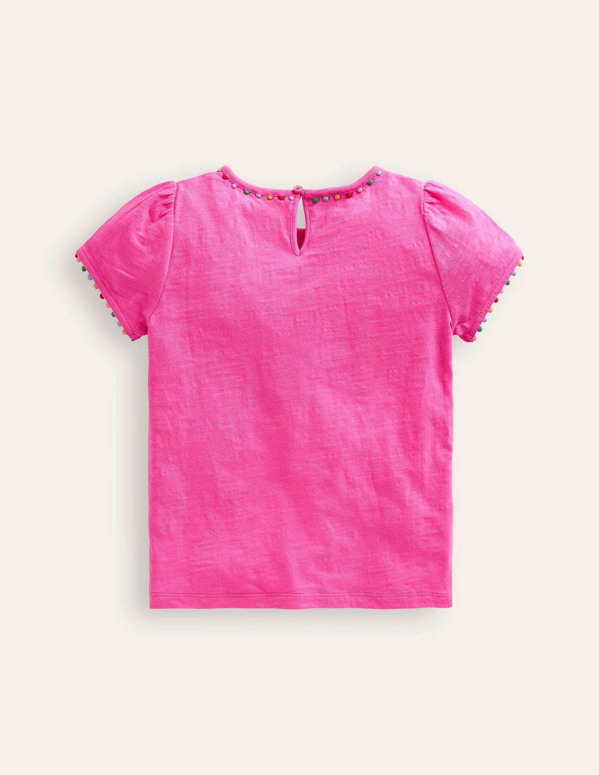 Ali Puff Sleeve Pom T-Shirt-Strawberry Pink-2