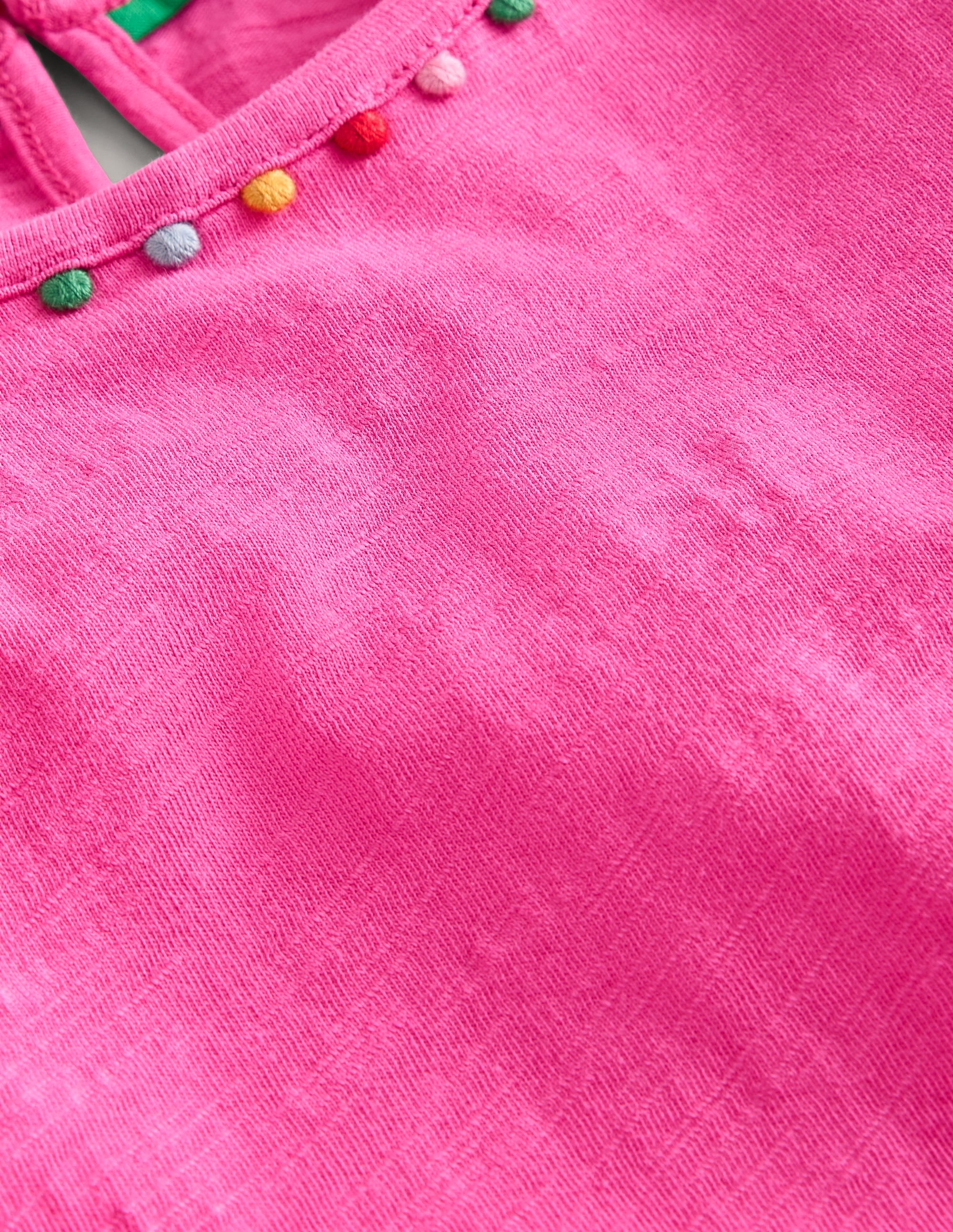 Ali Puff Sleeve Pom T-Shirt-Strawberry Pink - Image 3