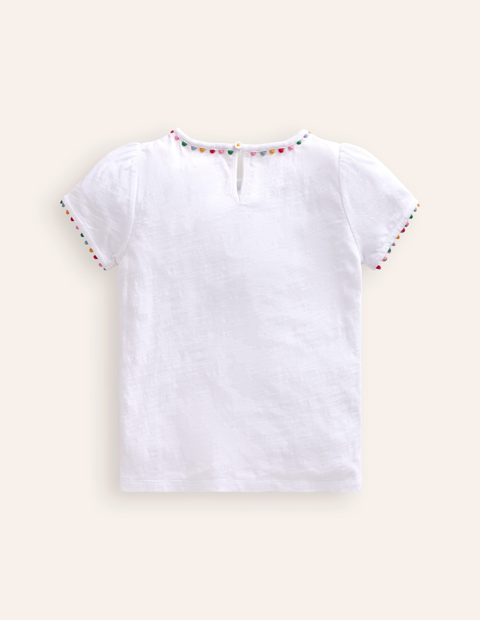 Ali Puff Sleeve Pom T-Shirt-White - Image 2