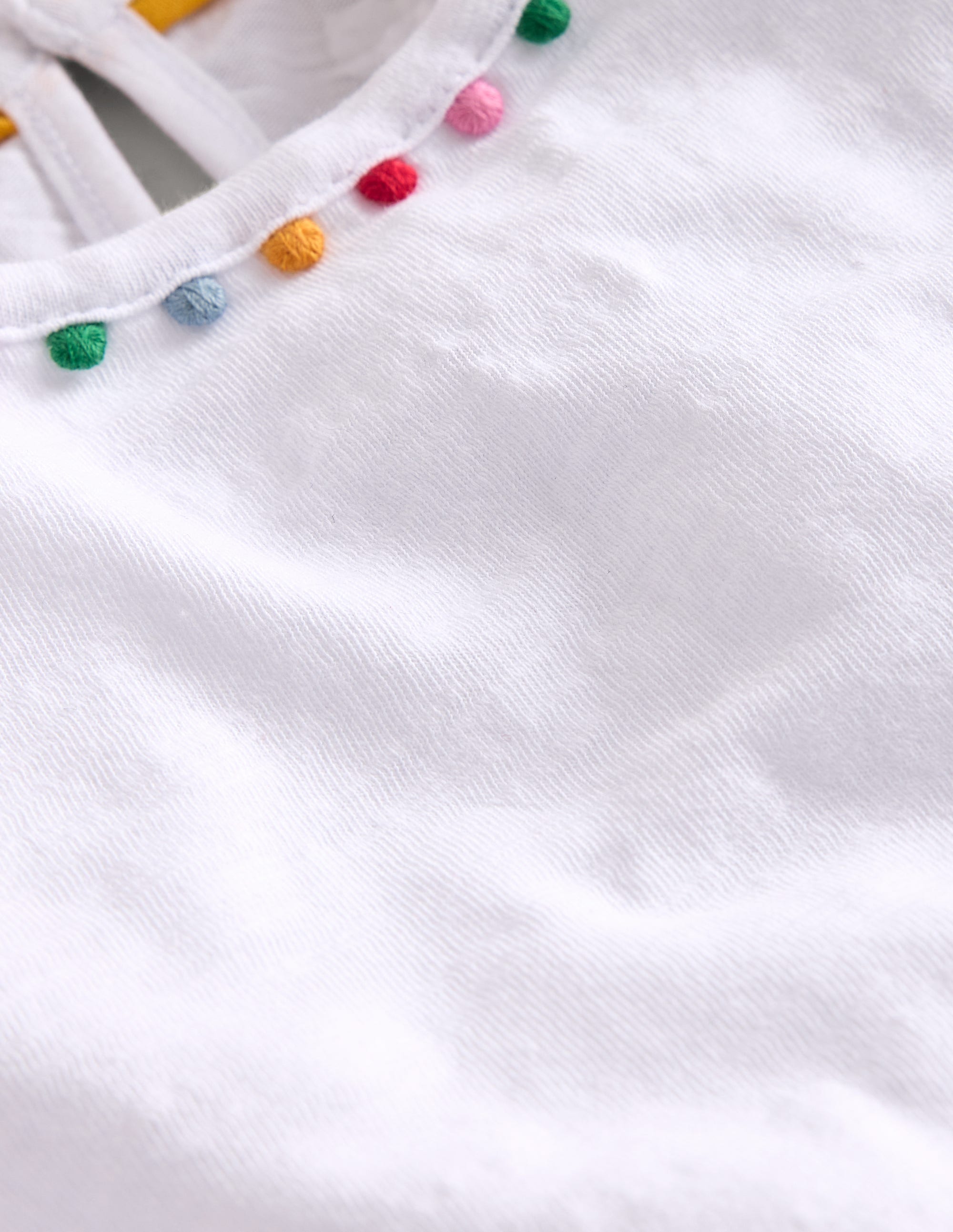 Ali Puff Sleeve Pom T-Shirt-White - Image 3