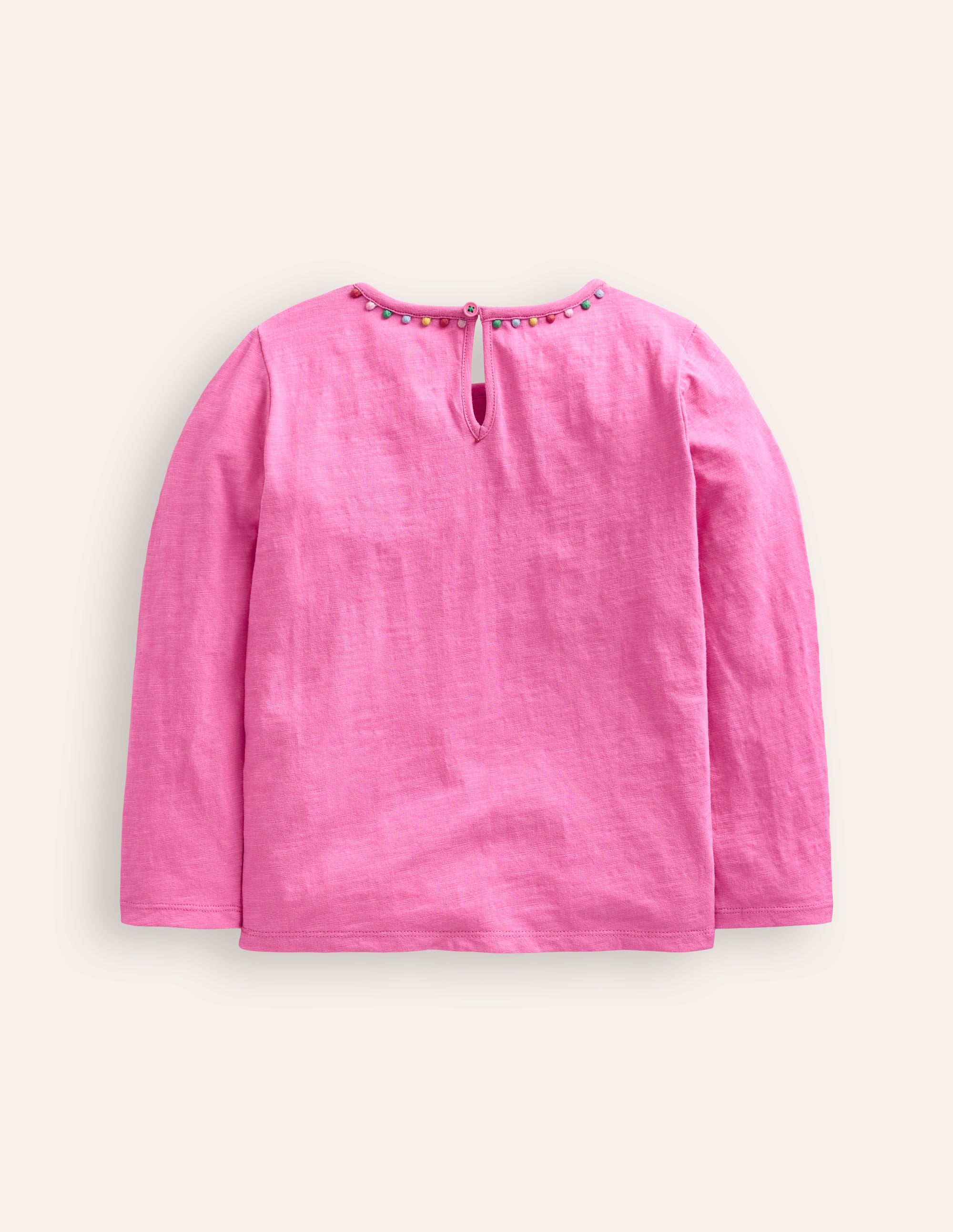 Ali Long Sleeve Pom T shirt-Strawberry Pink - Image 2