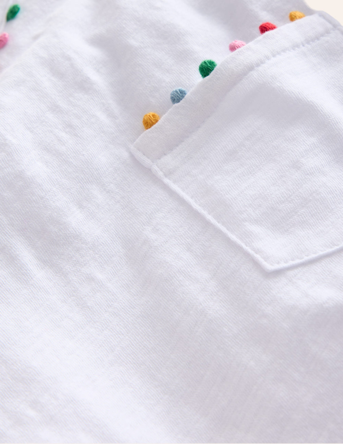 Ali Long Sleeve Pom T shirt-White - Image 3