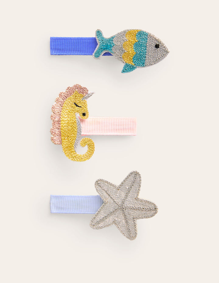 3 Pack Hair Clips-Sea Animals
