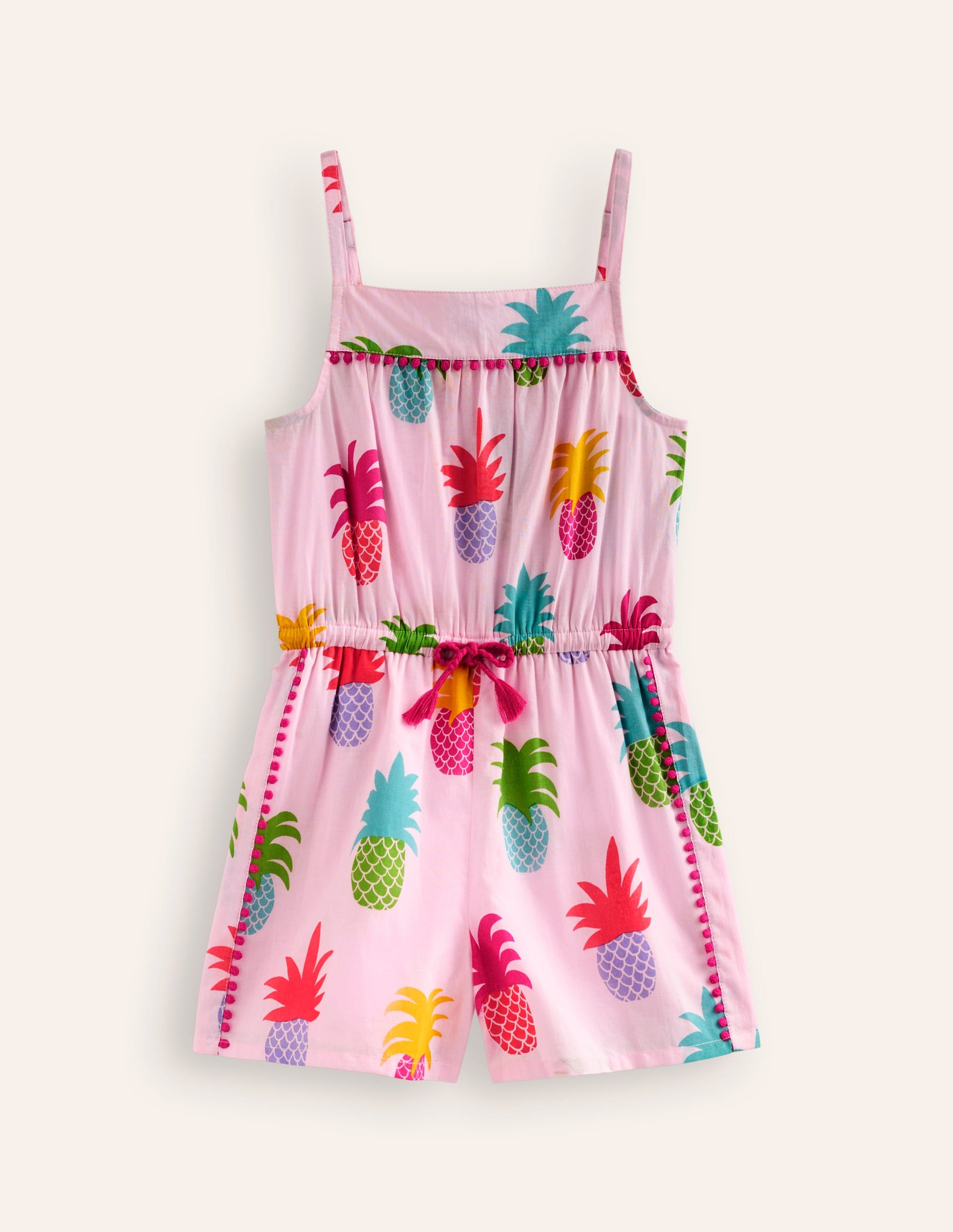 Woven Holiday Playsuit-Blooming Pink Pineapples-1