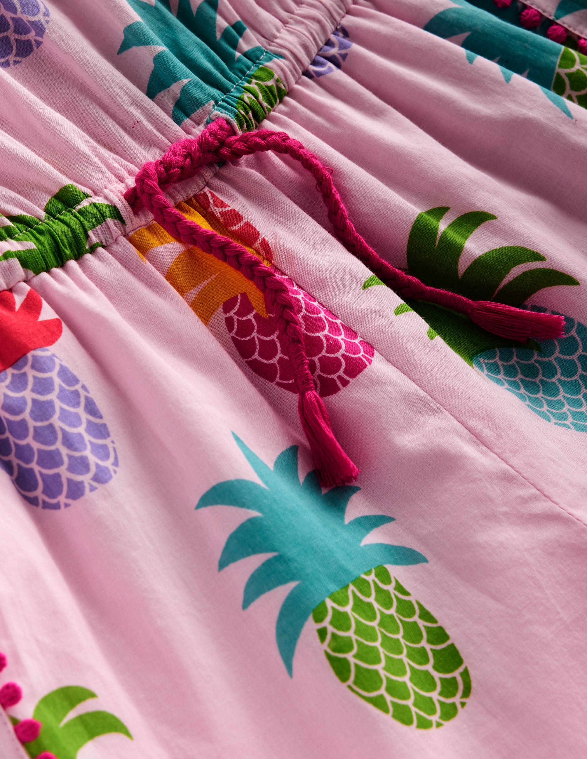 Woven Holiday Playsuit-Blooming Pink Pineapples - Image 3