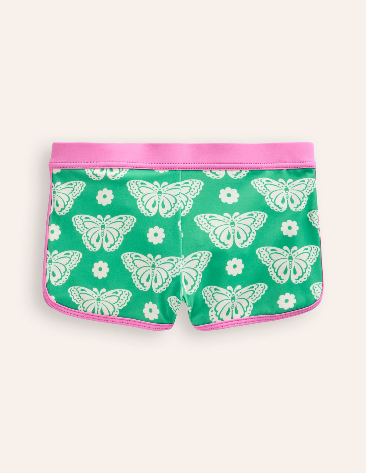 Patterned Swim Shorts-Pea Green Butterfly Stamp - Image 1