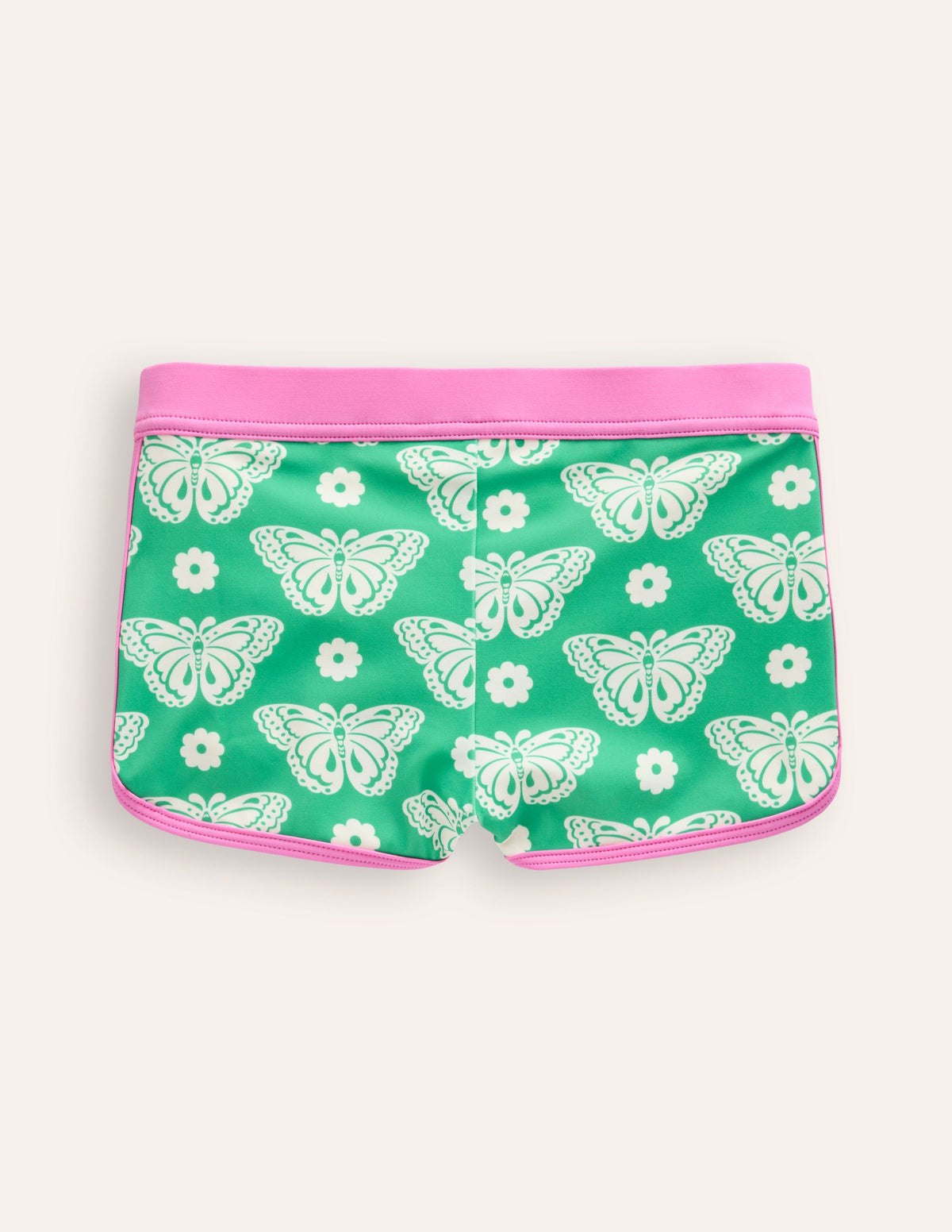 Patterned Swim Shorts-Pea Green Butterfly Stamp-2