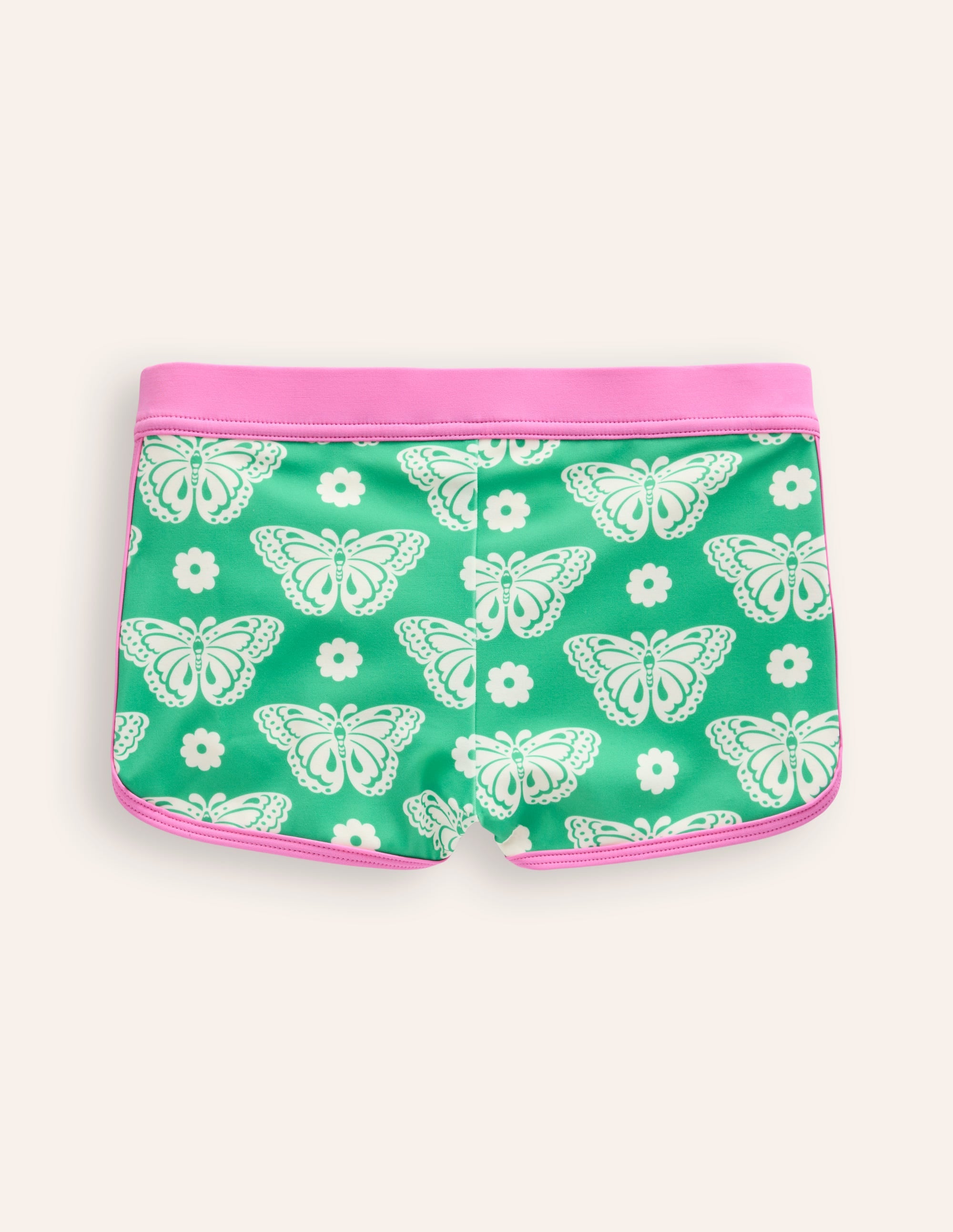 Patterned Swim Shorts-Pea Green Butterfly Stamp - Image 2