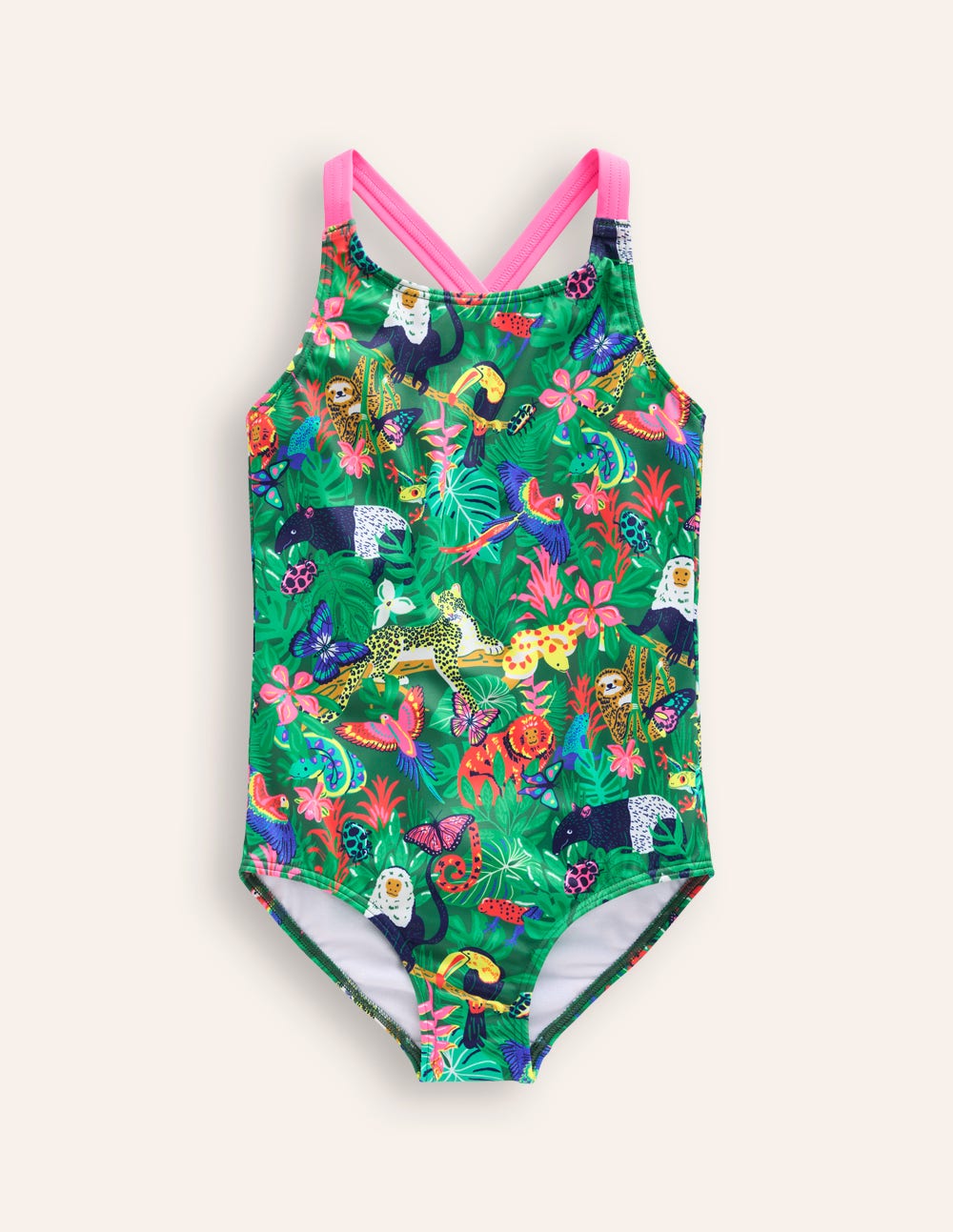 Cross-back Printed Swimsuit-Spruce Green Rainforest - Image 1
