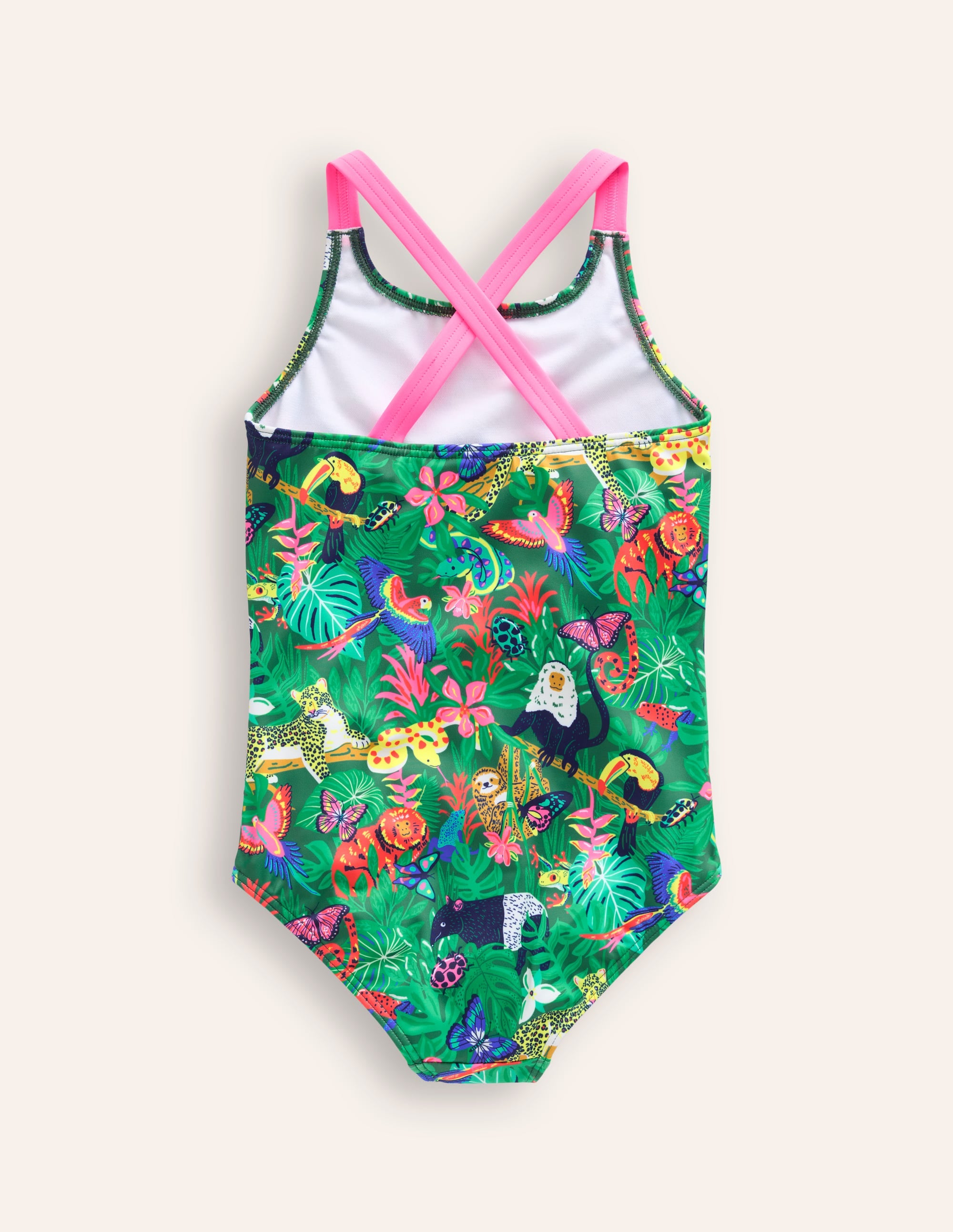 Cross-back Printed Swimsuit-Spruce Green Rainforest - Image 2
