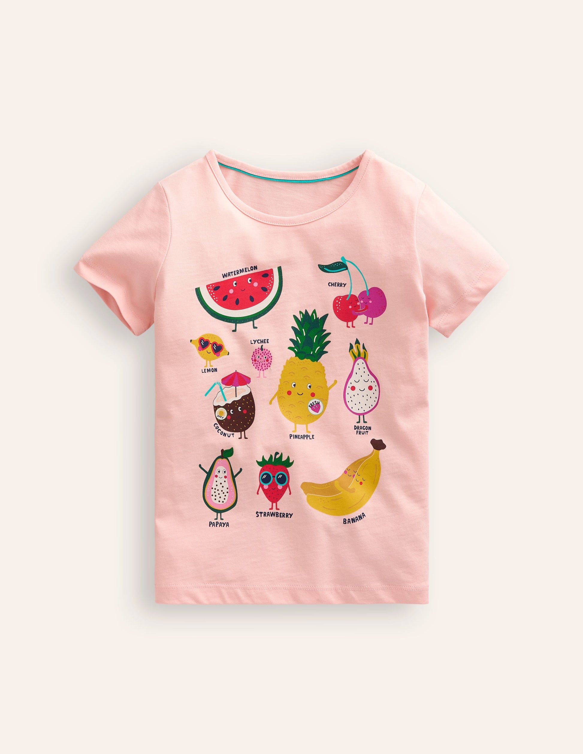 Printed Graphic T-Shirt-Provence Dusty Pink Fruit-1